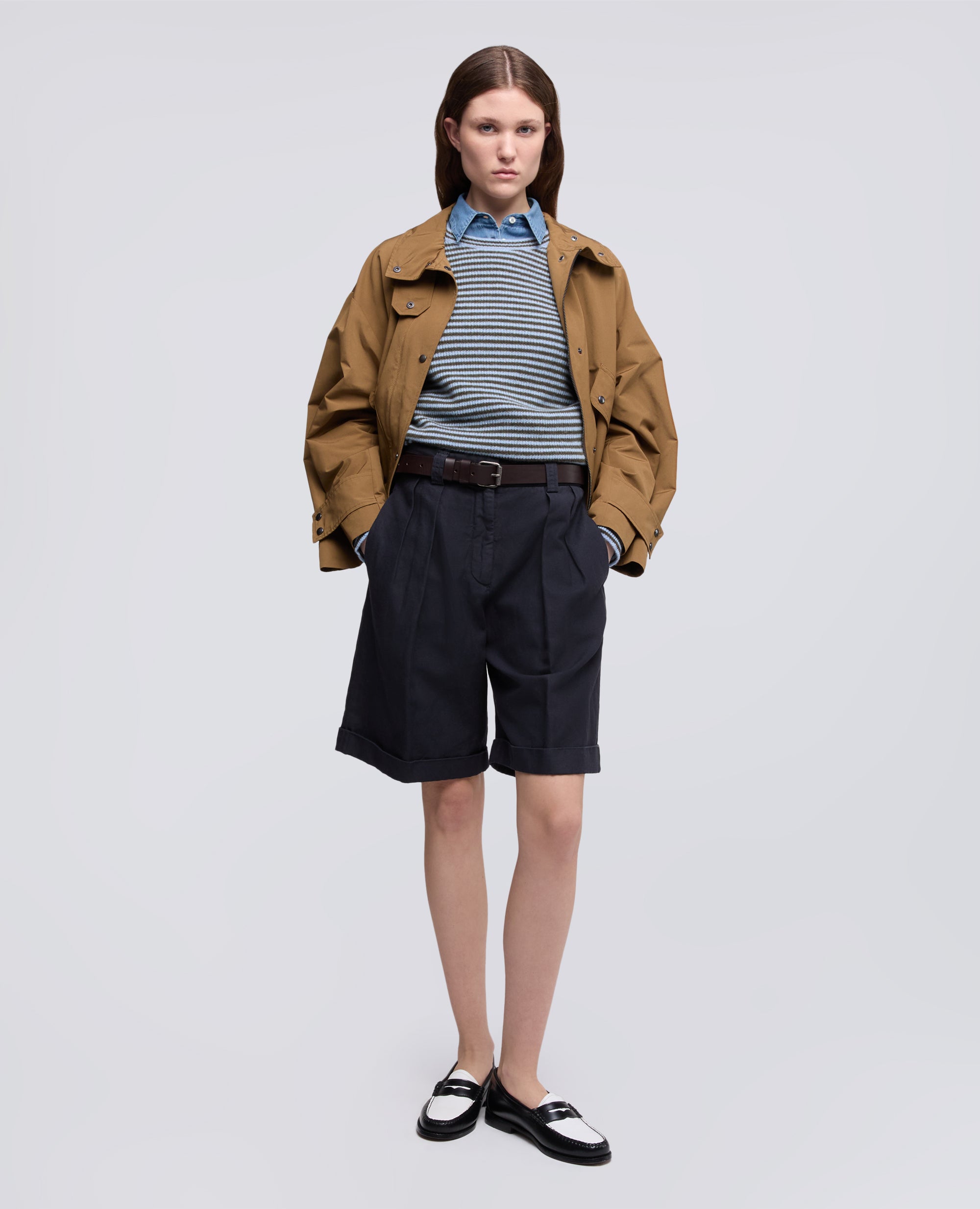 MAGLIA GIROCOLLO IN PURO CASHMERE-RIGA AZZURRA-LIGHT BLUE STRIPE-RAYA AZUL CLARO-STREIFEN BLAU-RAYURE BLEU CIEL