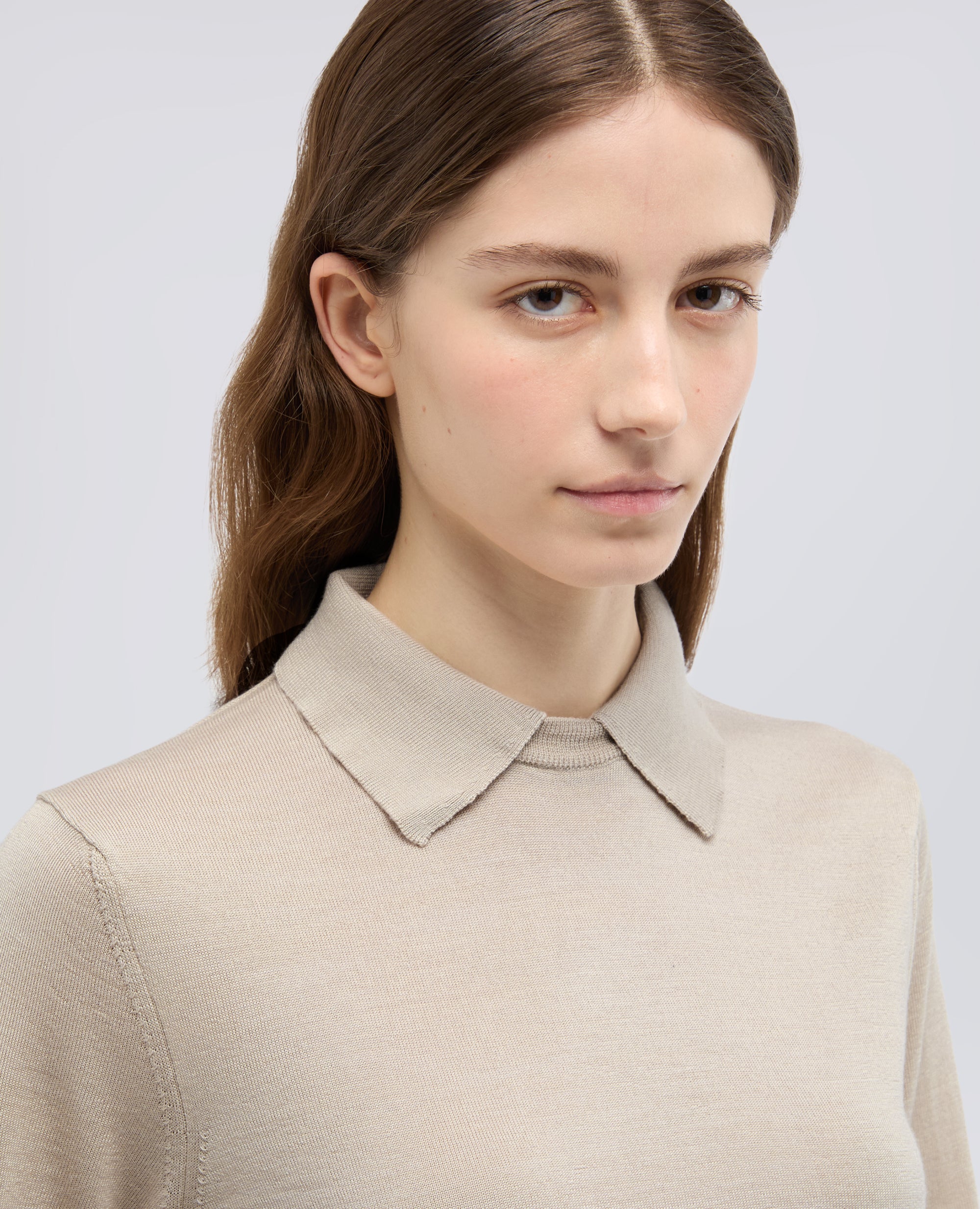 MAGLIA IN MISTO LANA E SETA-SABBIA-SAND-ARENA-SAND-SABLE