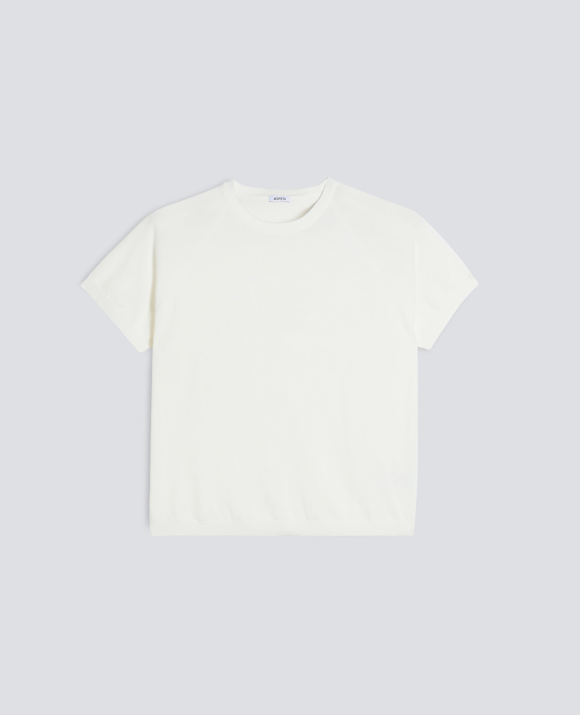 T-SHIRT GIROCOLLO IN FILATO DI PURO COTONE-BIANCO-WHITE-BLANCO-WEISS-BLANC