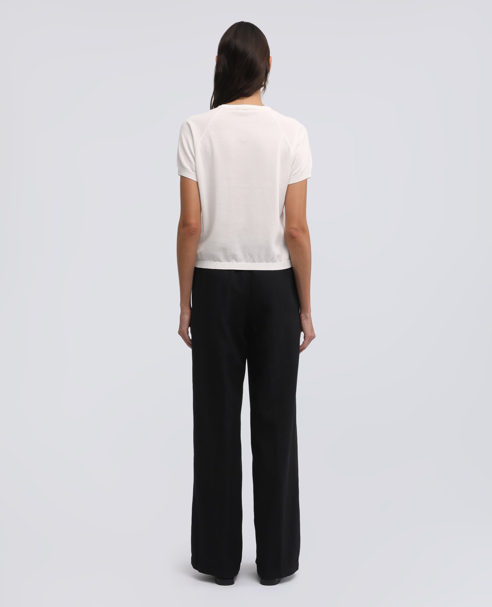 T-SHIRT GIROCOLLO IN FILATO DI PURO COTONE-BIANCO-WHITE-BLANCO-WEISS-BLANC