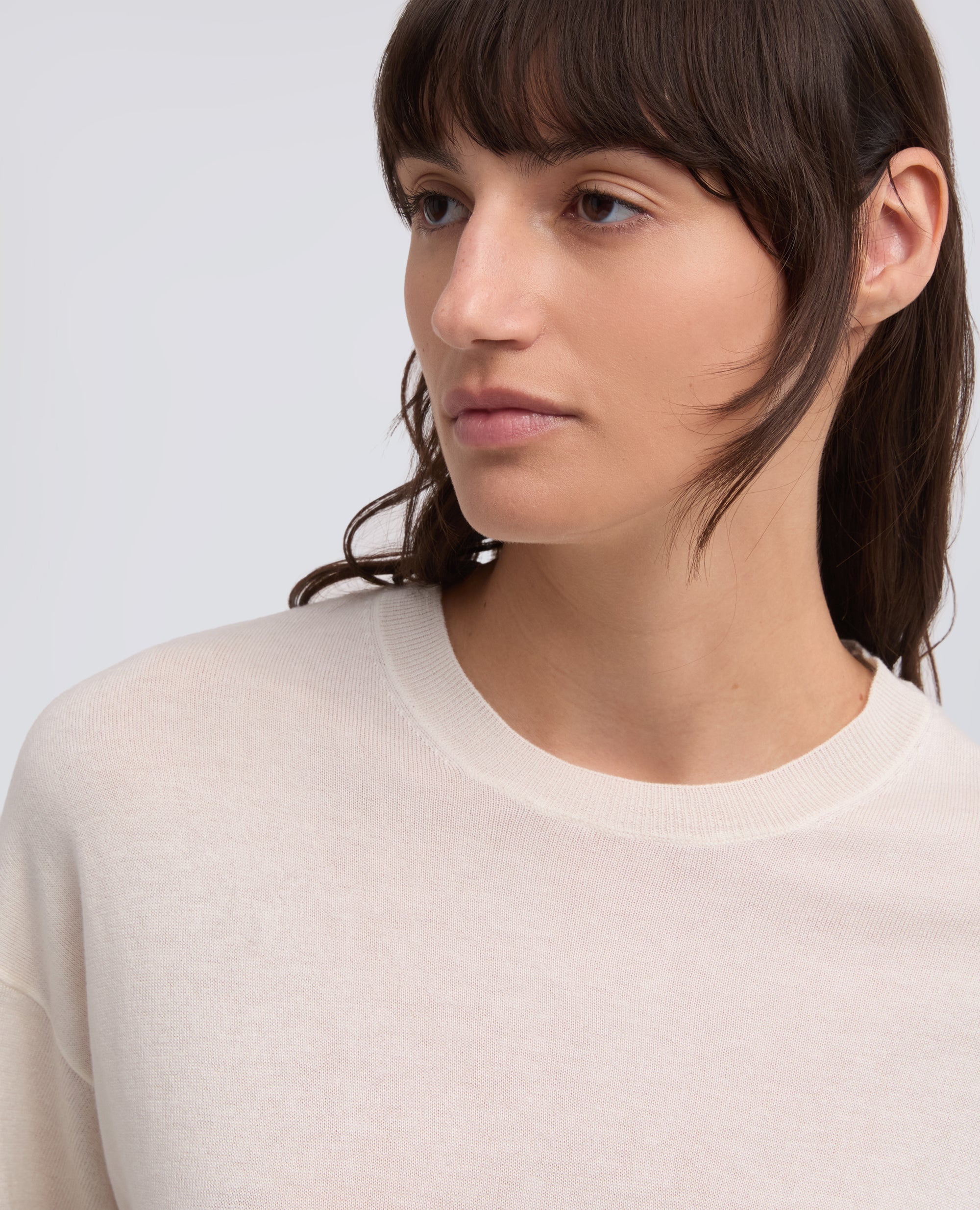 T-SHIRT DI MAGLIA IN MISTO SETA, COTONE E CASHMERE-BIANCO-WHITE-BLANCO-WEISS-BLANC