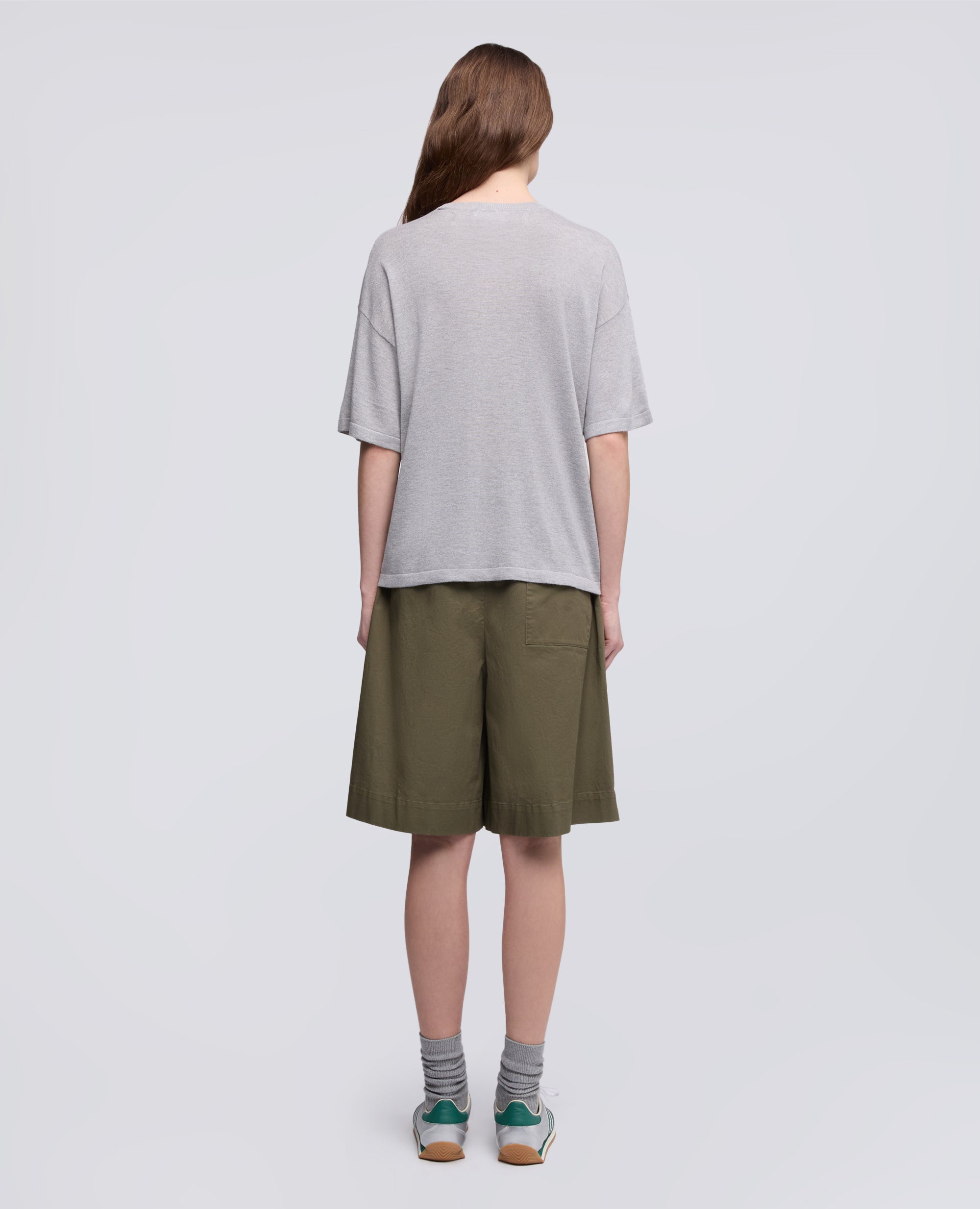 T-SHIRT DI MAGLIA IN MISTO SETA, COTONE E CASHMERE-GRIGIO-GREY-GRIS-GRAU-GRIS