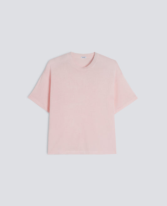 T-SHIRT DI MAGLIA IN MISTO SETA, COTONE E CASHMERE-ROSA-PINK-ROSA-ROSA-ROSE