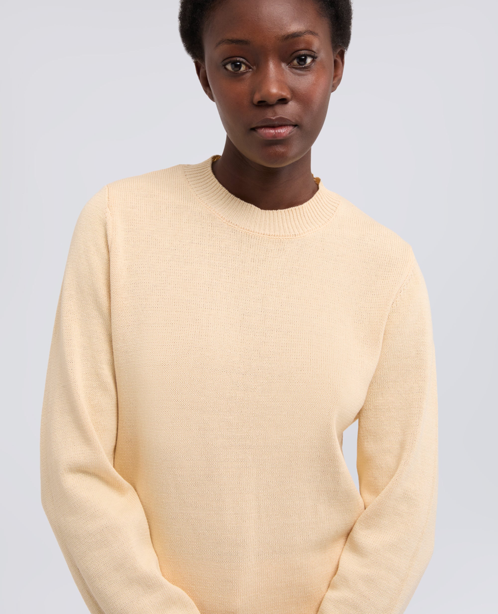 MAGLIA GIROCOLLO A MANICHE LUNGHE IN COTONE-NATURALE-NATURAL-NATURAL-NATURLICH-NATUREL