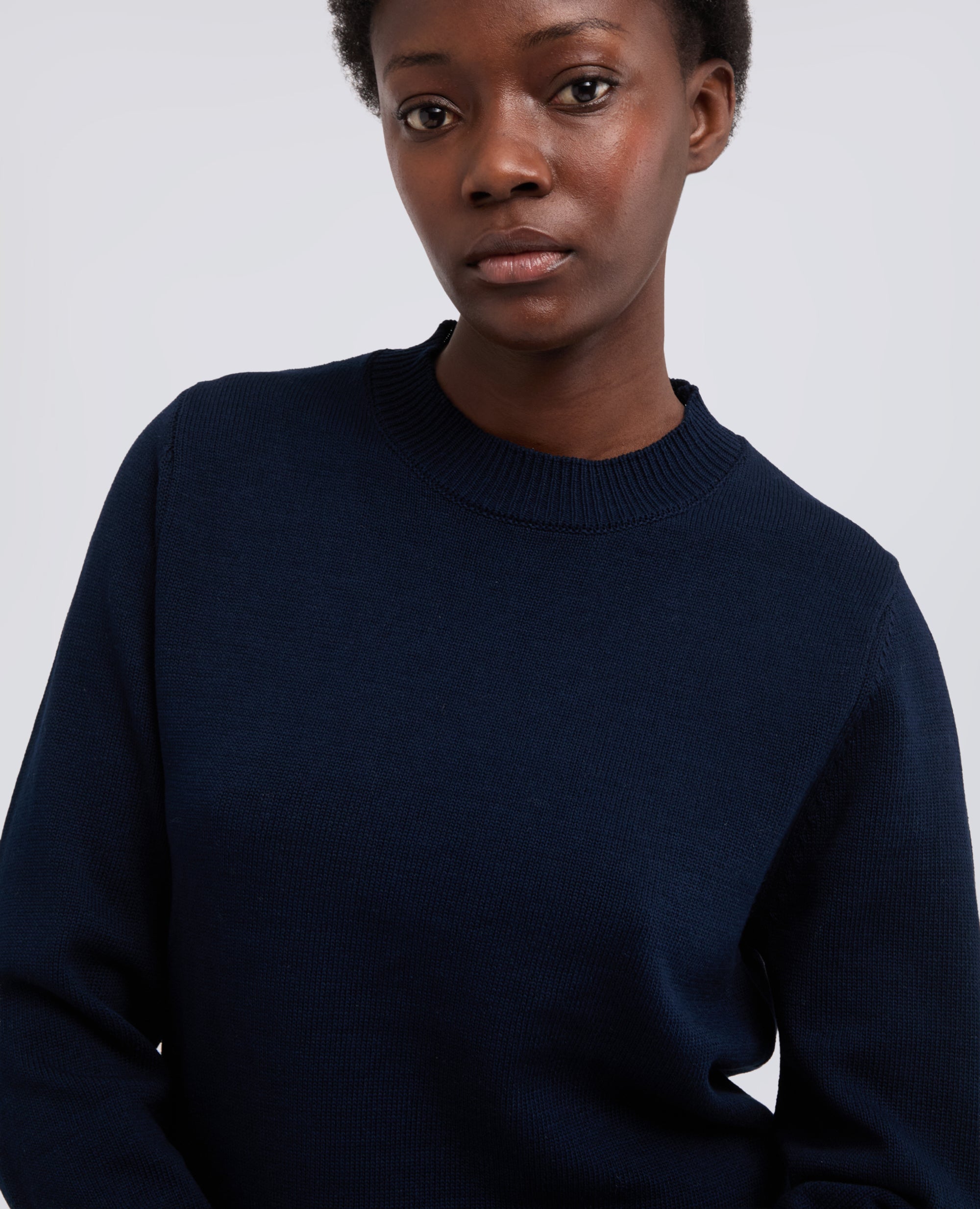 MAGLIA GIROCOLLO A MANICHE LUNGHE IN COTONE-NAVY-NAVY-AZUL MARINO-NAVY-NAVY