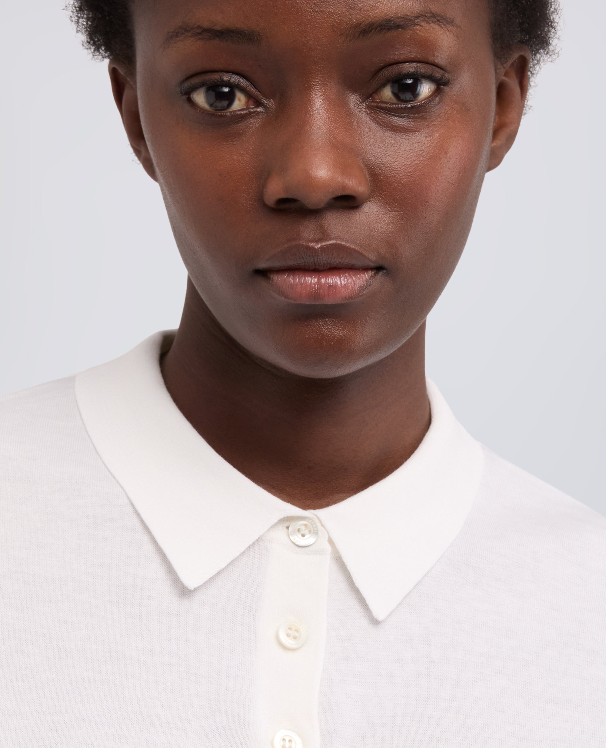 POLO IN MISTO COTONE, SETA E LINO-BIANCO-WHITE-BLANCO-WEISS-BLANC