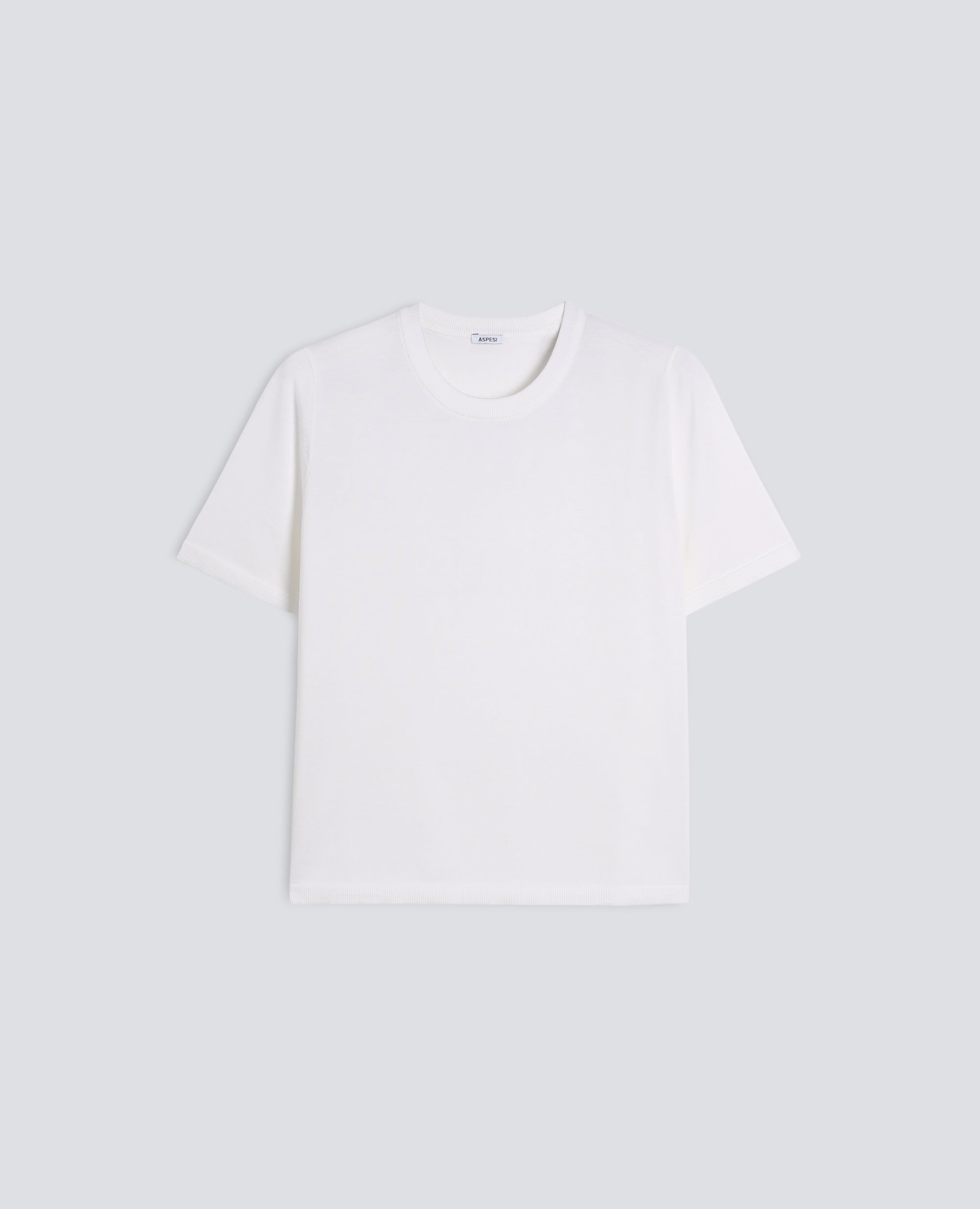T-SHIRT GIROCOLLO IN MISTO COTONE, SETA E LINO-BIANCO-WHITE-BLANCO-WEISS-BLANC