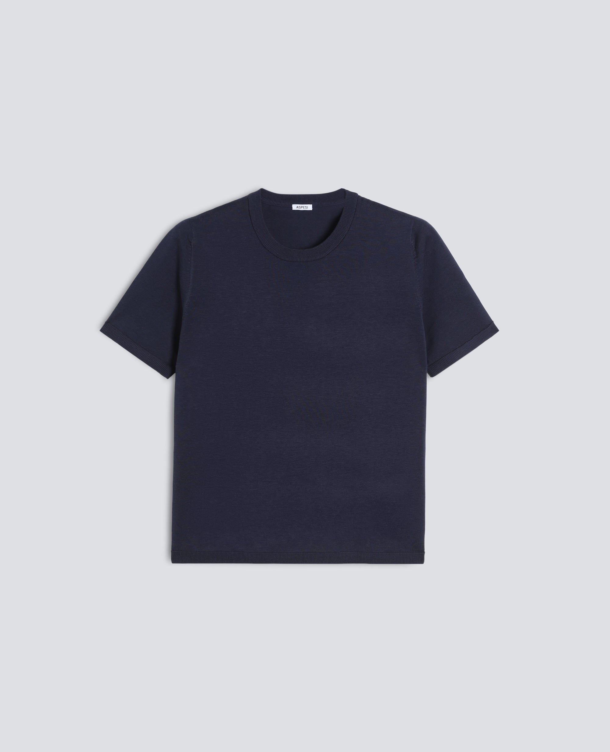 T-SHIRT GIROCOLLO IN MISTO COTONE, SETA E LINO-NAVY-NAVY-AZUL MARINO-NAVY-NAVY