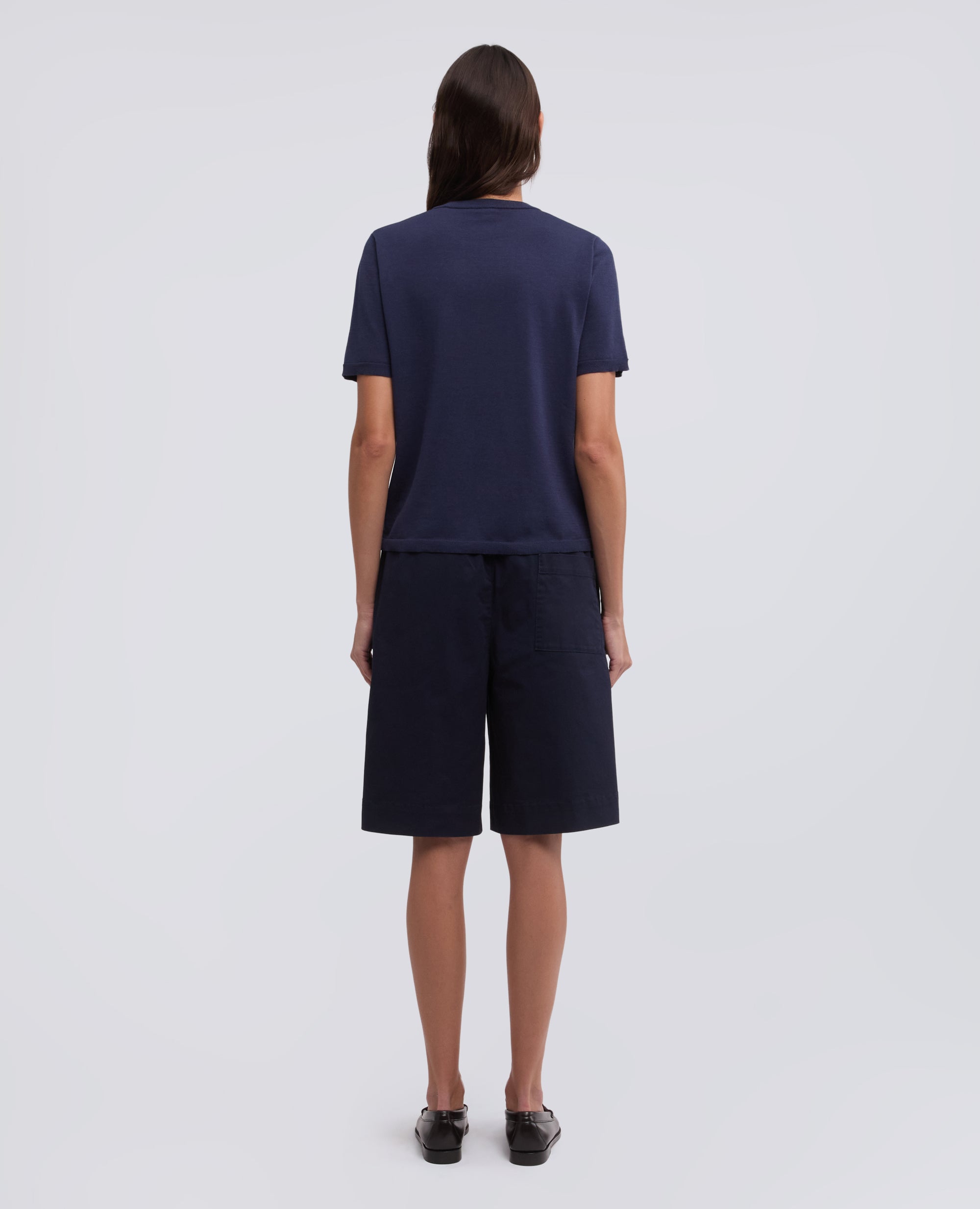 T-SHIRT GIROCOLLO IN MISTO COTONE, SETA E LINO-NAVY-NAVY-AZUL MARINO-NAVY-NAVY