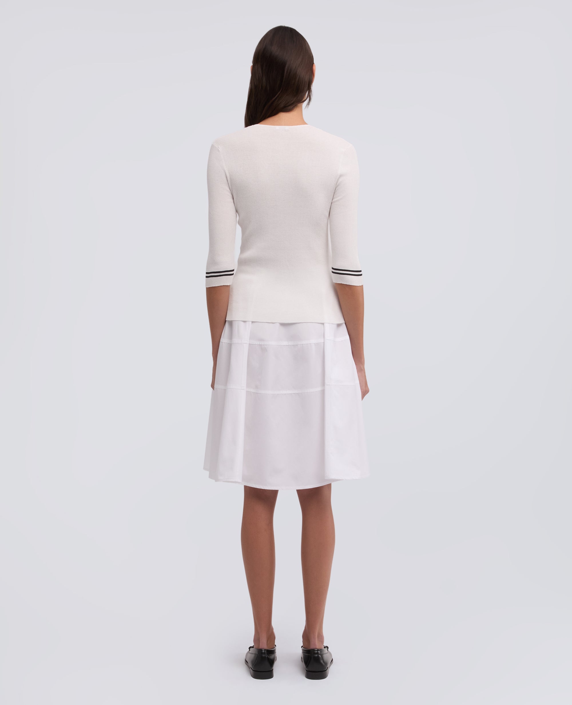 CARDIGAN GIROCOLLO IN COSTINA DI PURO COTONE-BIANCO-WHITE-BLANCO-WEISS-BLANC