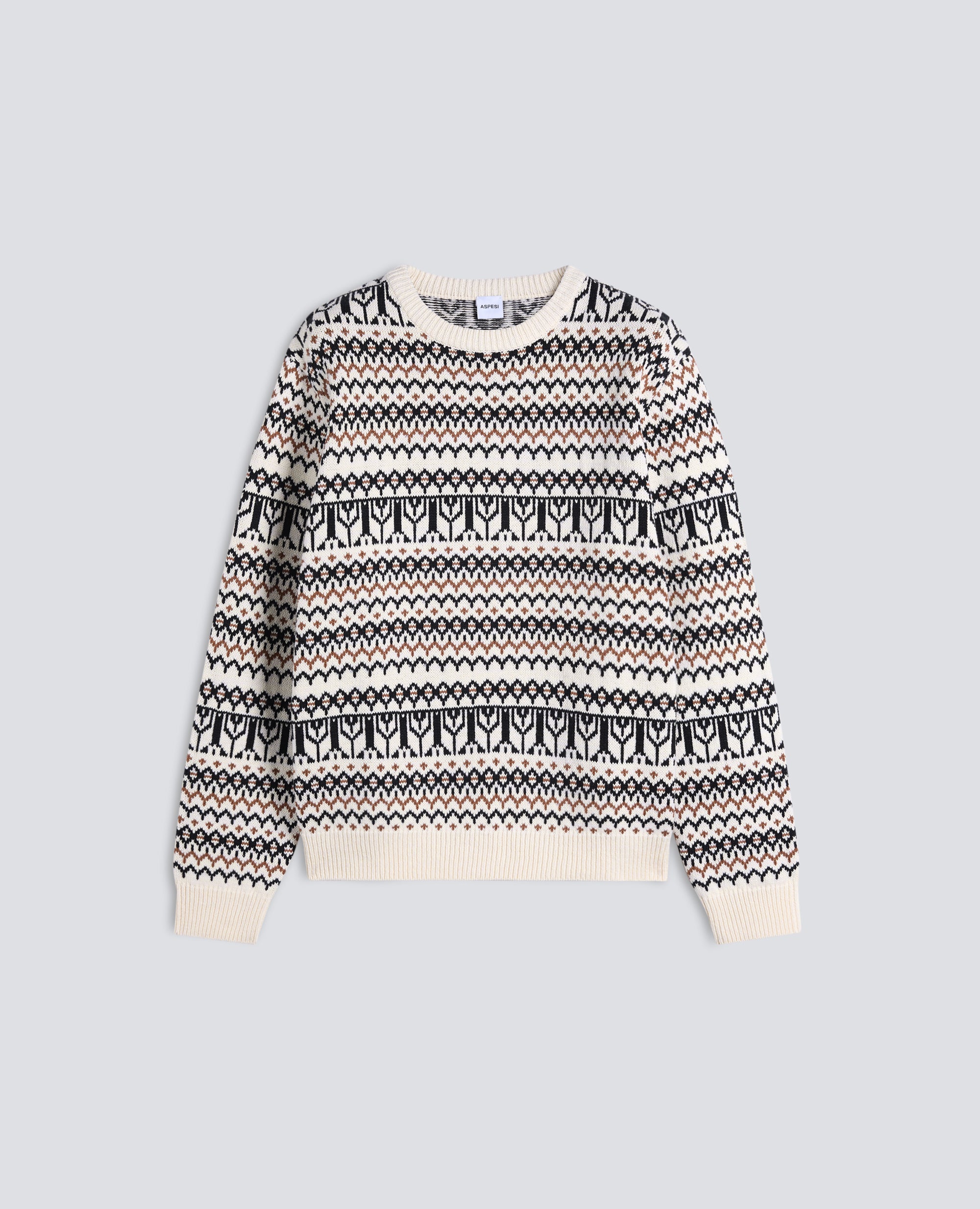 MAGLIA GIROCOLLO+D:FA MANICHE LUNGHE IN MISTO COTONE-FONDO NATURALE-NATURAL BACKGROUND-FONDO NATURAL-UNT NATUR-FOND NATUREL