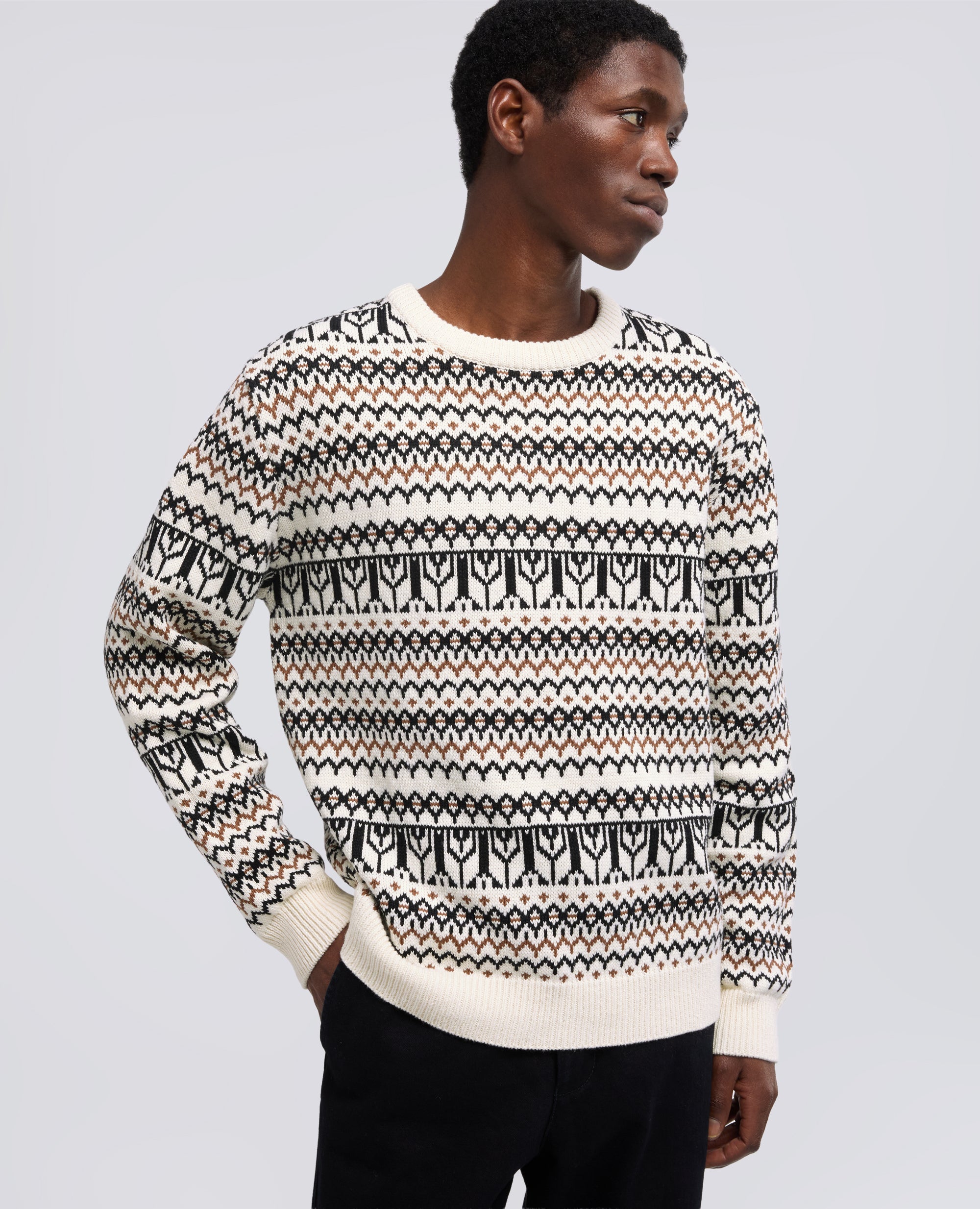 MAGLIA GIROCOLLO+D:FA MANICHE LUNGHE IN MISTO COTONE-FONDO NATURALE-NATURAL BACKGROUND-FONDO NATURAL-UNT NATUR-FOND NATUREL