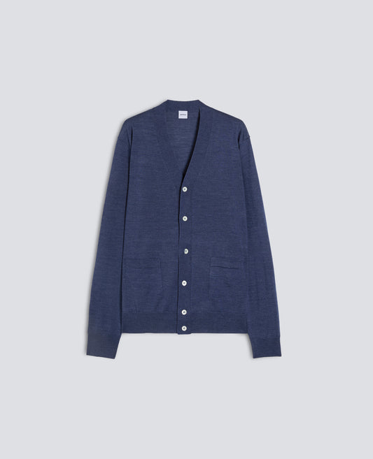 CARDIGAN IN LANA E SETA-AVIO-AIR FORCE BLUE-AZUL MILITAR-AIR-BLEU AVIATION