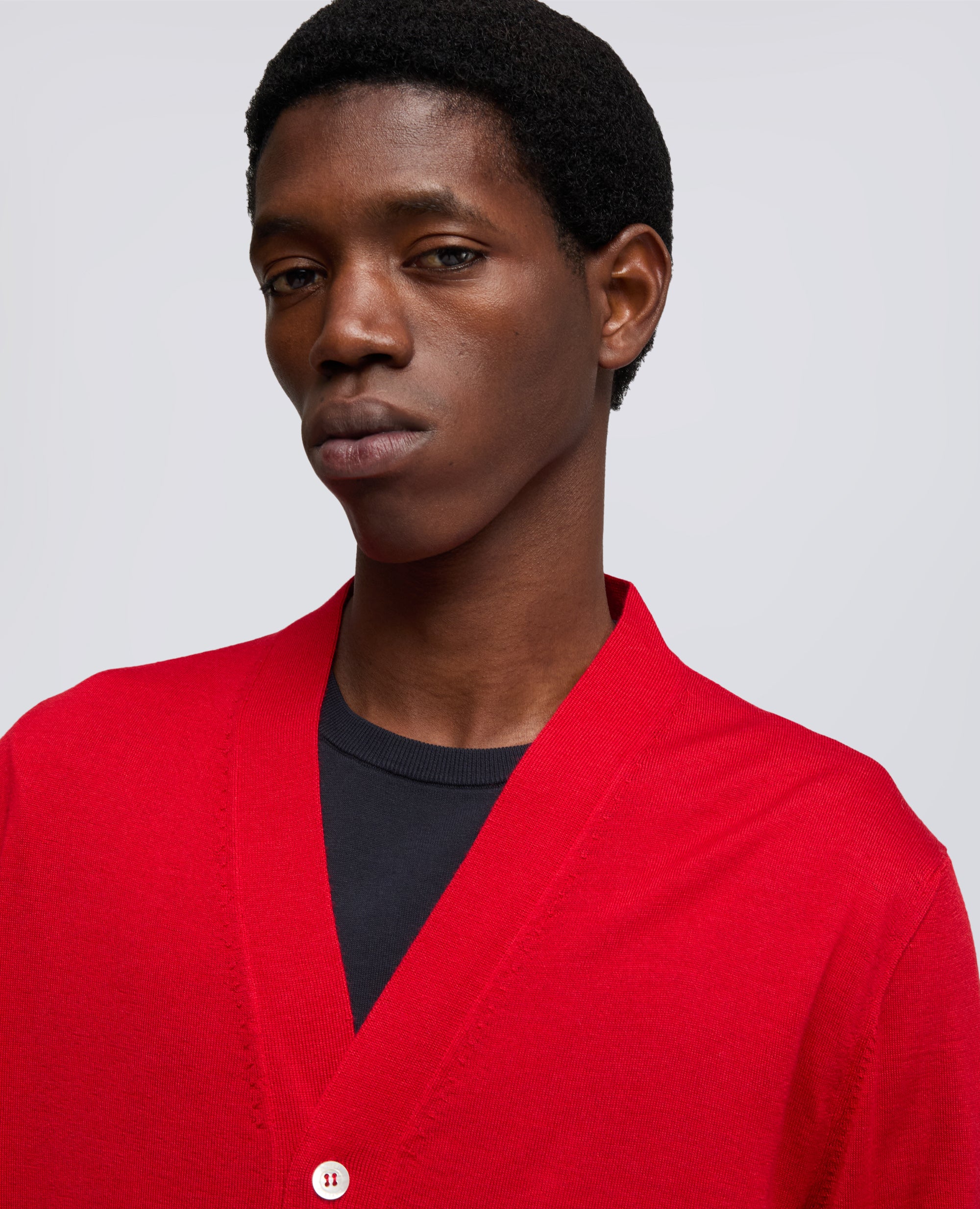 CARDIGAN IN LANA E SETA-ROSSO-RED-ROJO-ROT-ROUGE