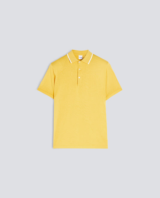 POLO IN COTONE CON BOTTONI IN MADREPERLA-GIALLO-YELLOW-AMARILLO-GELB-JAUNE