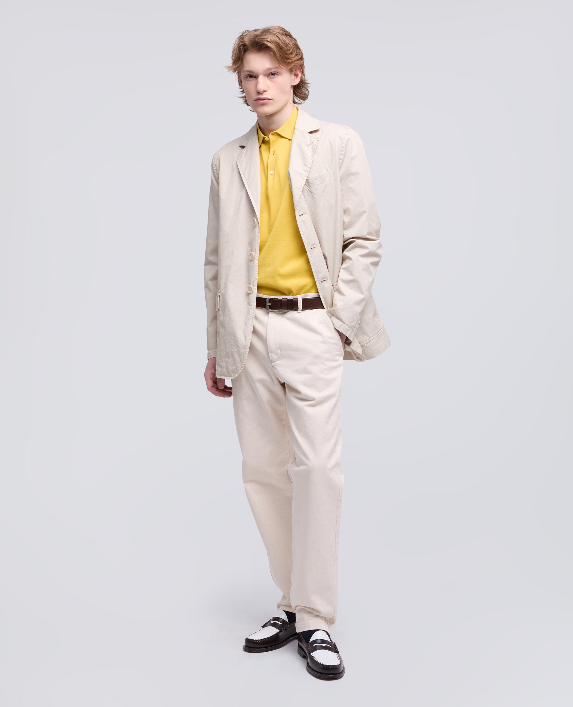 POLO IN COTONE CON BOTTONI IN MADREPERLA-GIALLO-YELLOW-AMARILLO-GELB-JAUNE