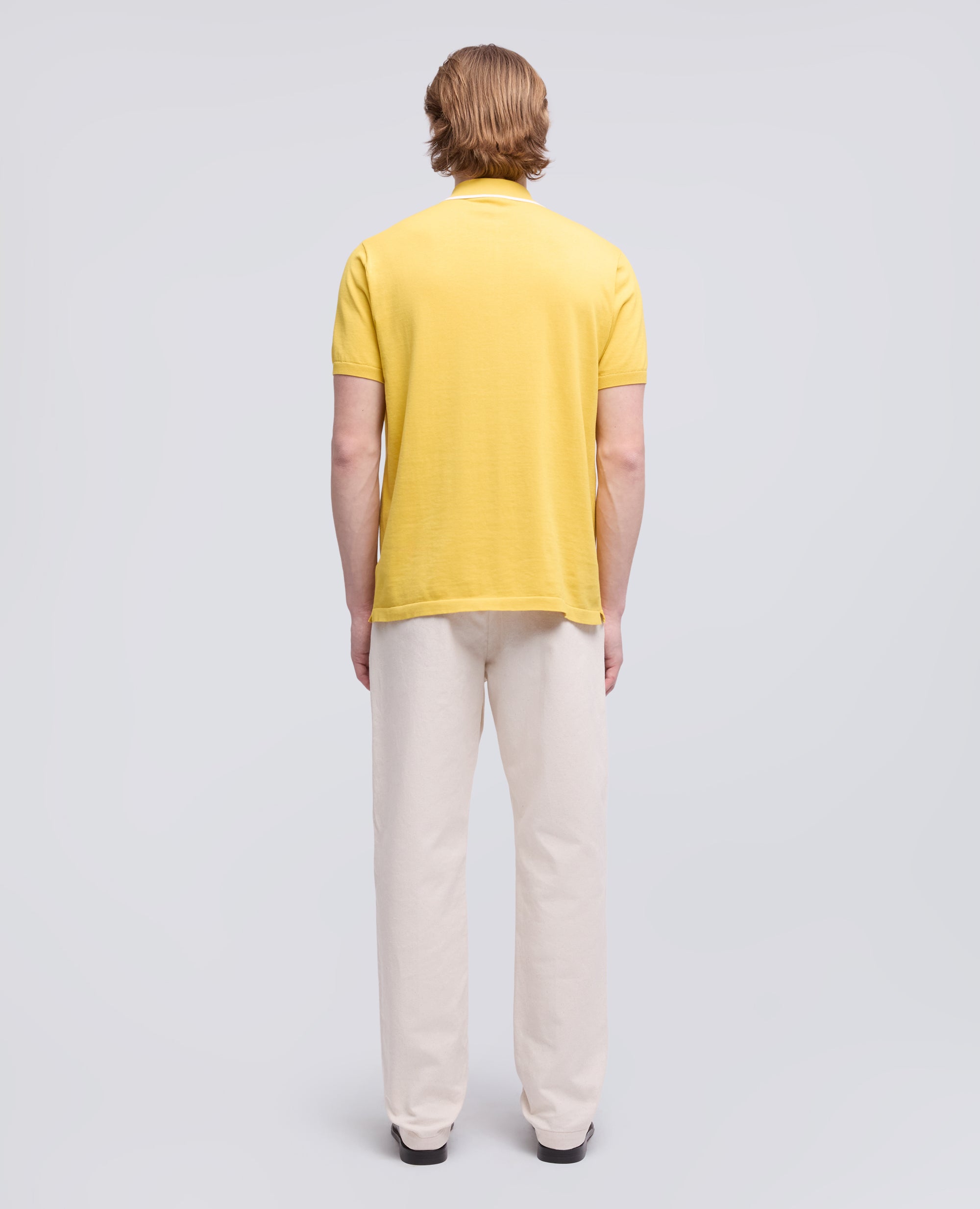 POLO IN COTONE CON BOTTONI IN MADREPERLA-GIALLO-YELLOW-AMARILLO-GELB-JAUNE