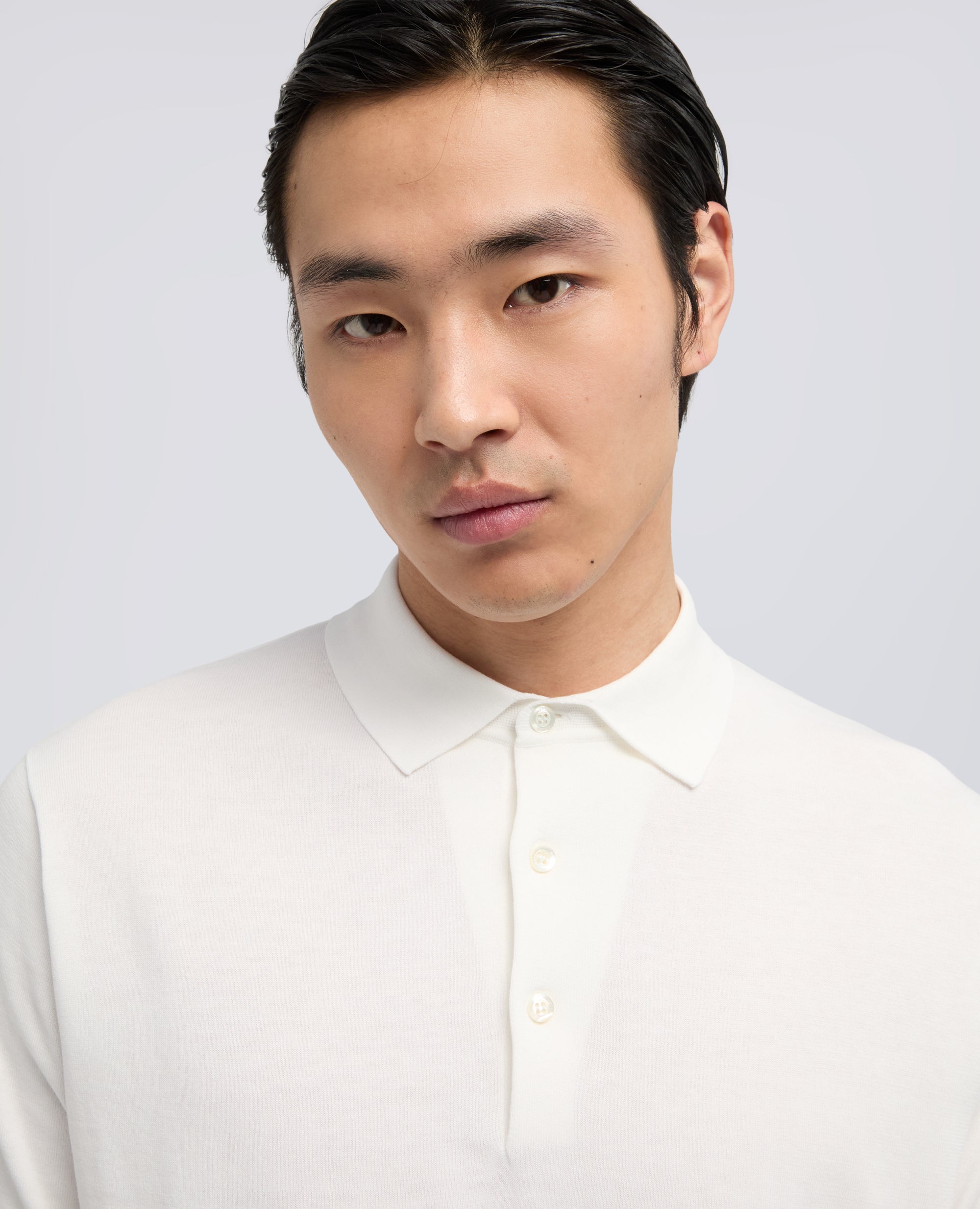 POLO IN COTONE CON BOTTONI IN MADREPERLA-BIANCO-WHITE-BLANCO-WEISS-BLANC