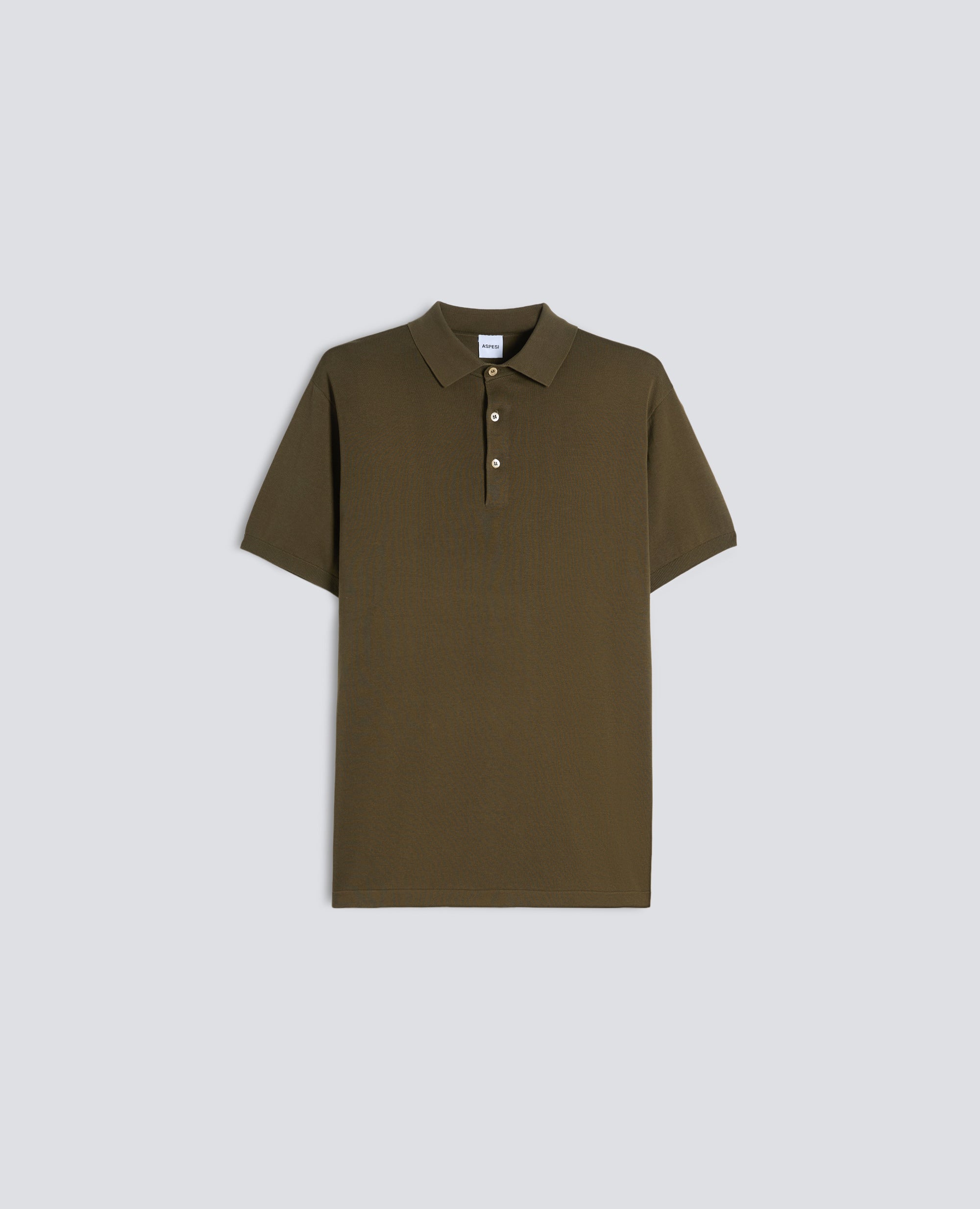 POLO IN COTONE CON BOTTONI IN MADREPERLA-MILITARE-MILITARY-MILITAR-MILITAR-MILITAIRE