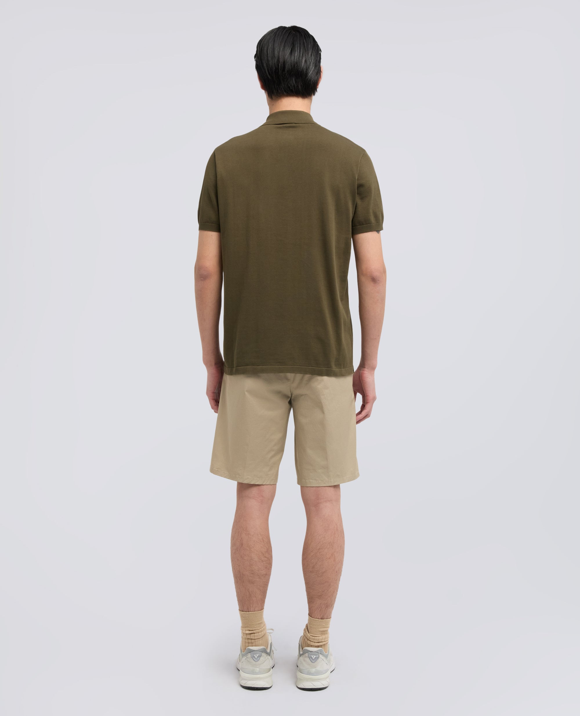 POLO IN COTONE CON BOTTONI IN MADREPERLA-MILITARE-MILITARY-MILITAR-MILITAR-MILITAIRE