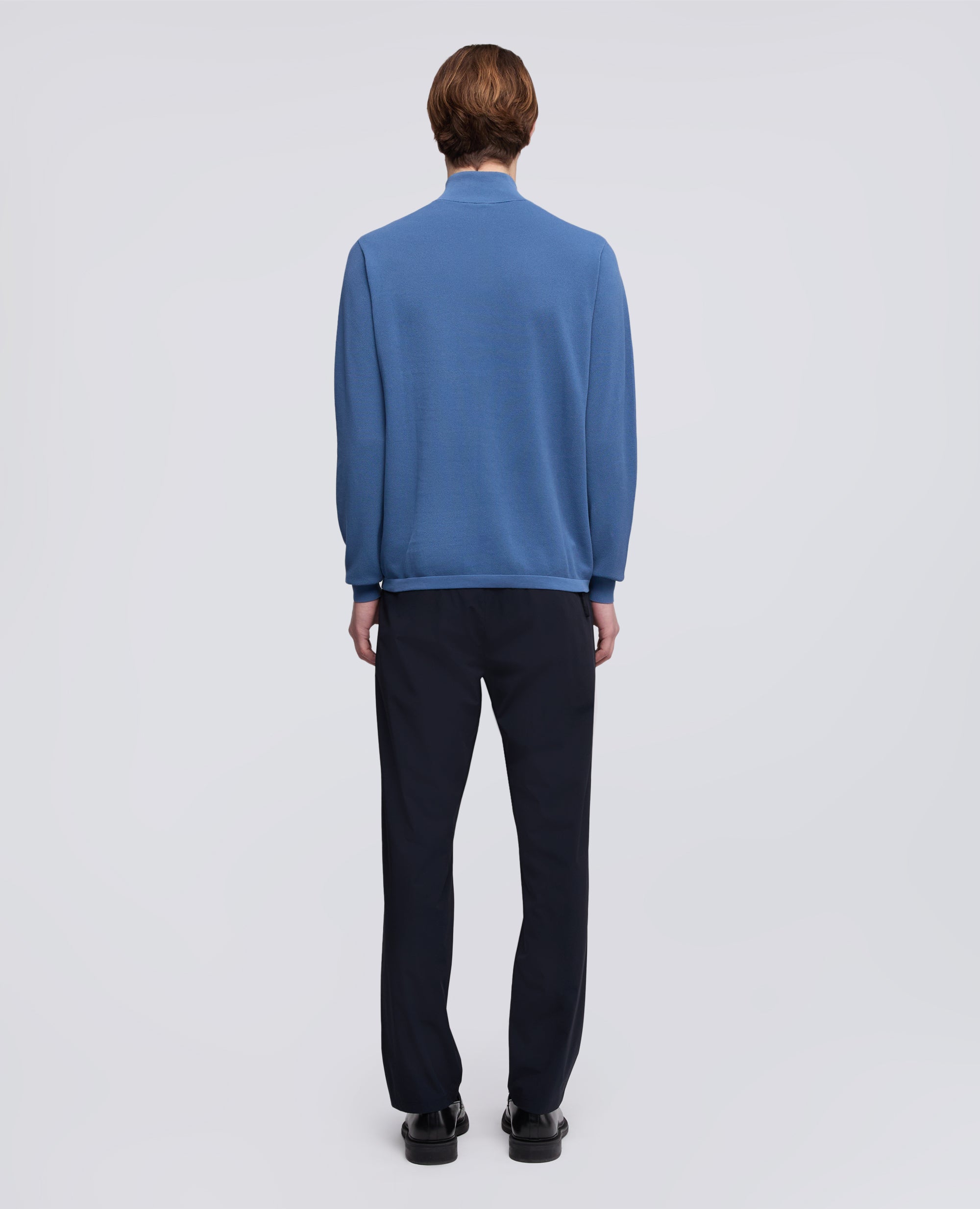 MAGLIA CON ZIP IN COTONE PUNTO PIQUET TINTO CAPO-AVIO-AIR FORCE BLUE-AZUL MILITAR-AIR-BLEU AVIATION