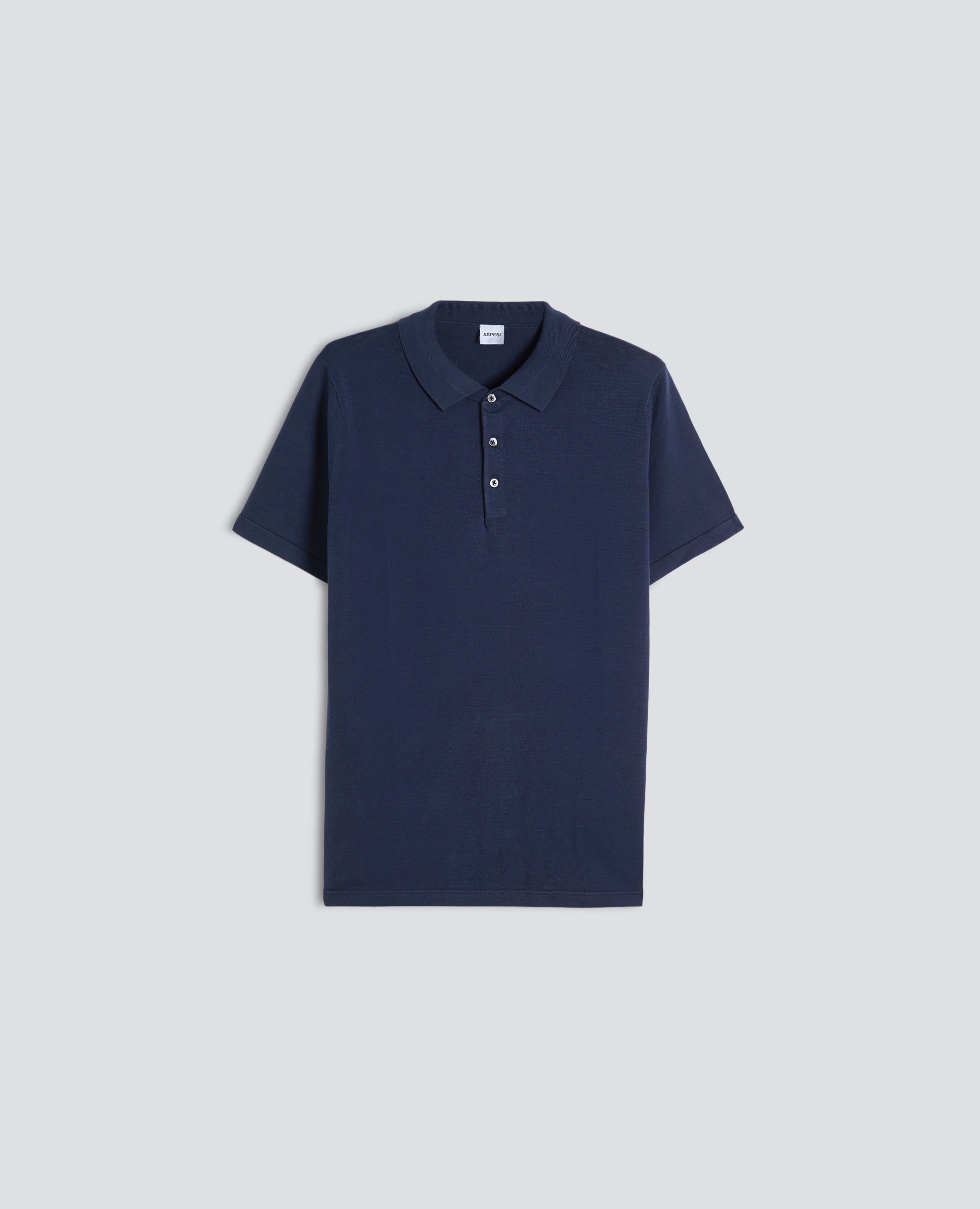 POLO IN MAGLIA DI COTONE, SETA E LINO-NAVY-NAVY-AZUL MARINO-NAVY-NAVY