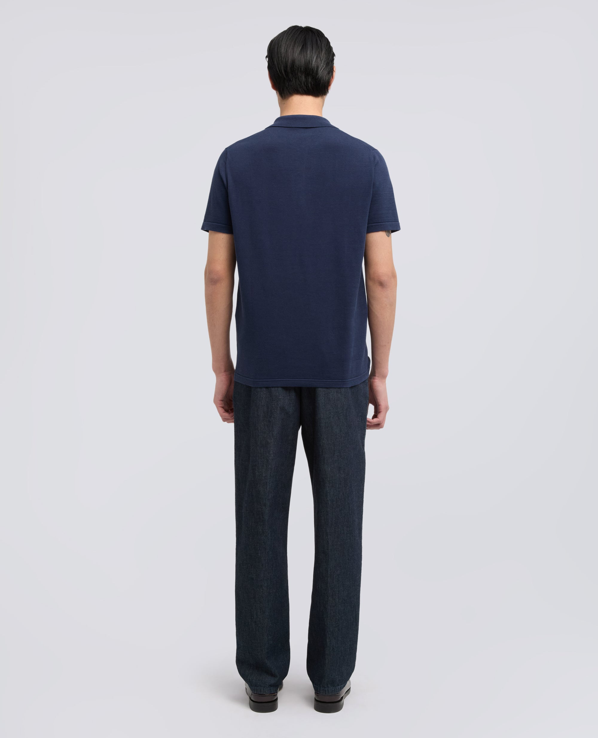 POLO IN MAGLIA DI COTONE, SETA E LINO-NAVY-NAVY-AZUL MARINO-NAVY-NAVY