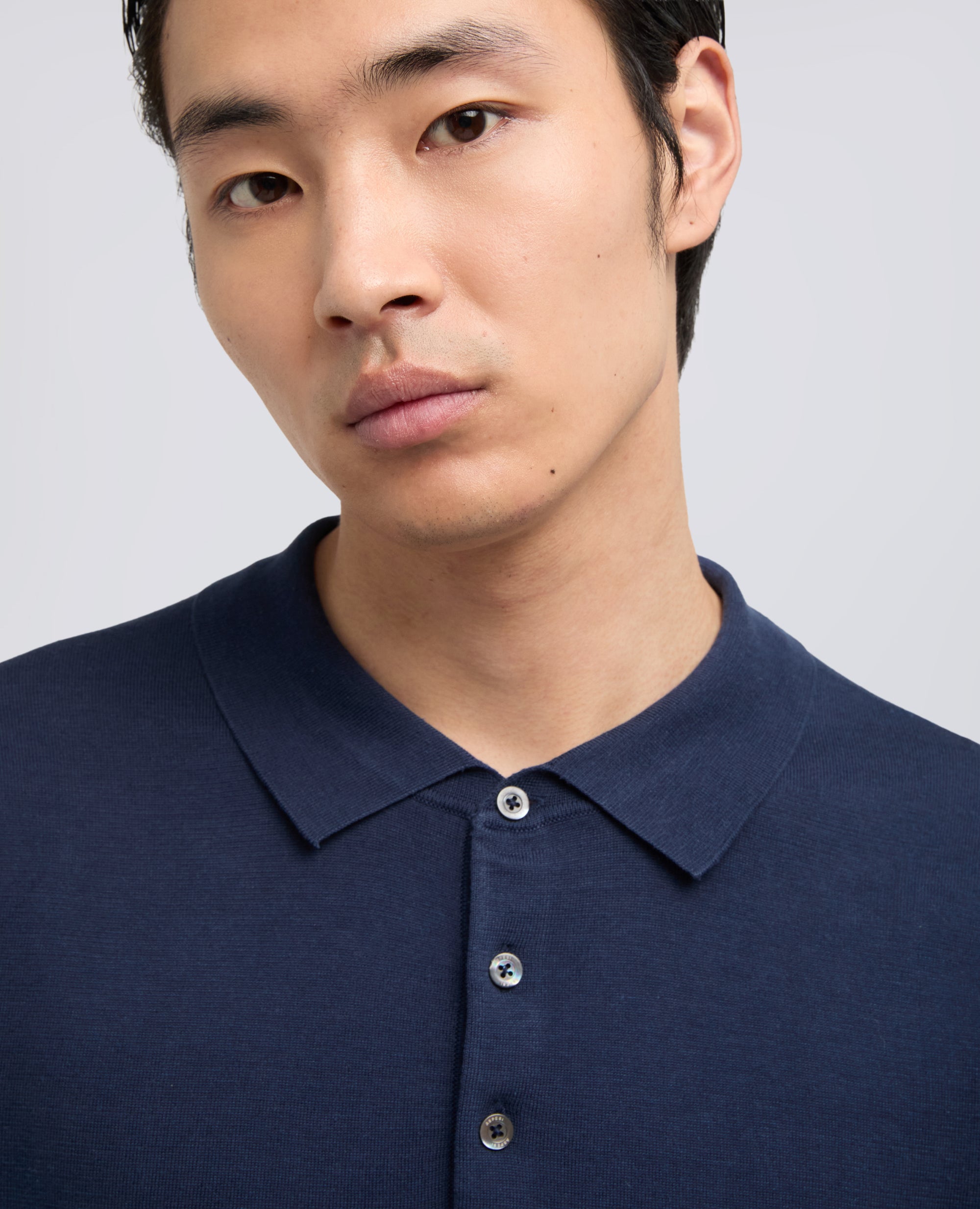 POLO IN MAGLIA DI COTONE, SETA E LINO-NAVY-NAVY-AZUL MARINO-NAVY-NAVY