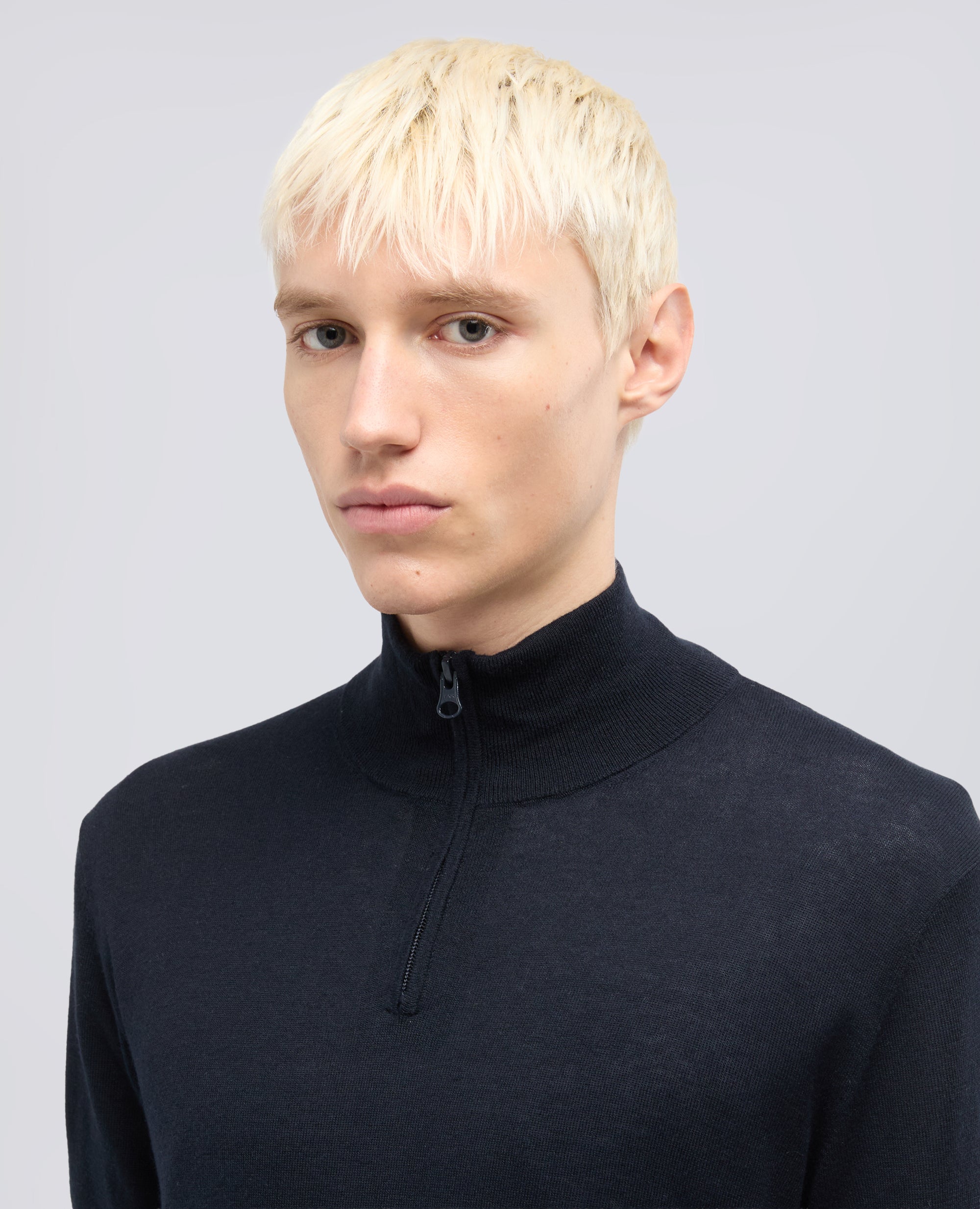 MAGLIA CON ZIP IN MISTO SETA-COTONE- CASHMERE-BLU BLACK-BLACK NAVY-BLU BLACK-BLU BLACK-BLU BLACK