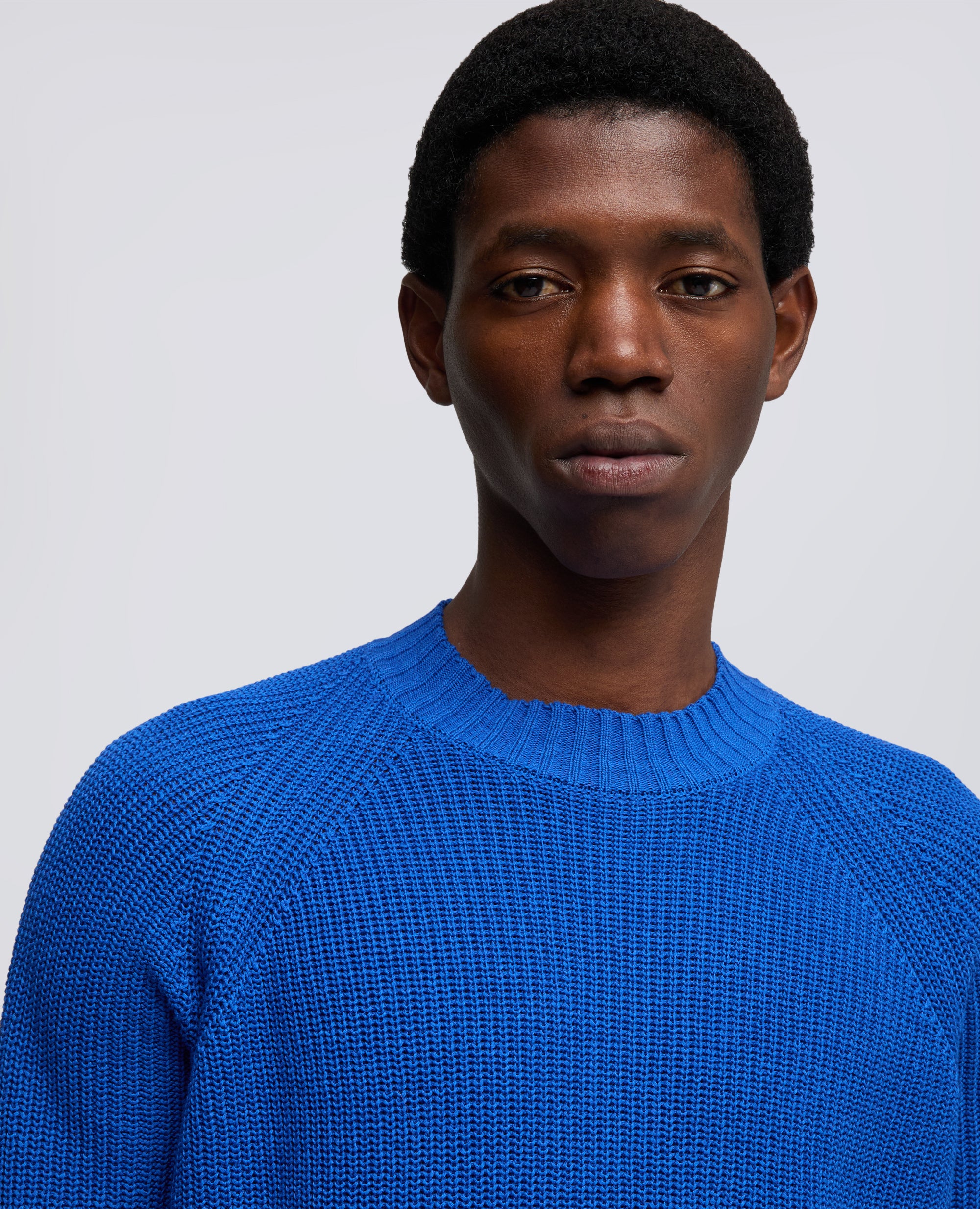 MAGLIA GIROCOLLO IN FILATO DI COTONE-BLUETTE-LIGHT BLUE-AZUL CLARO-HELLBLAU-BLEU