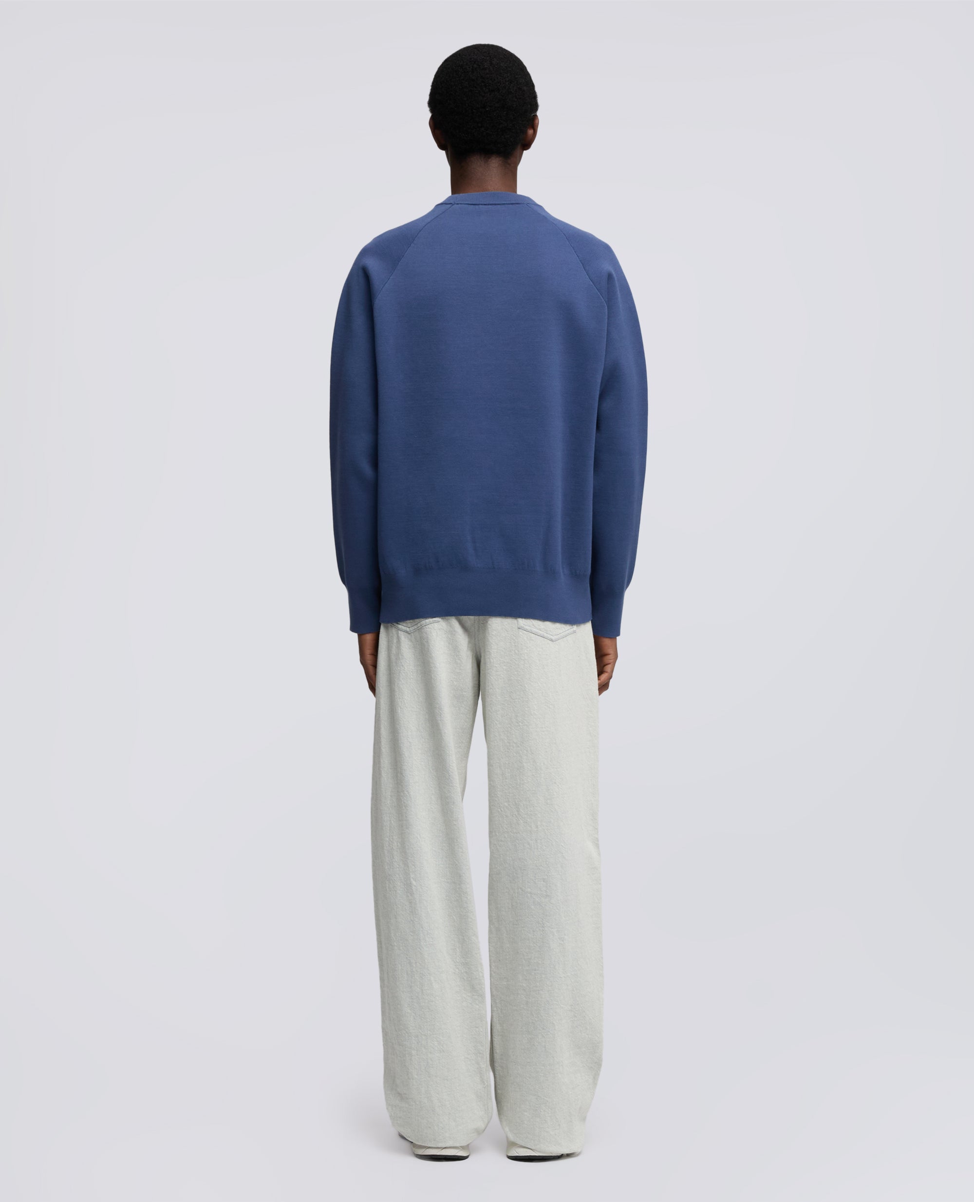 MAGLIA GIROCOLLO A MANICHE LUNGHE IN COTONE-AVIO-AIR FORCE BLUE-AZUL MILITAR-AIR-BLEU AVIATION