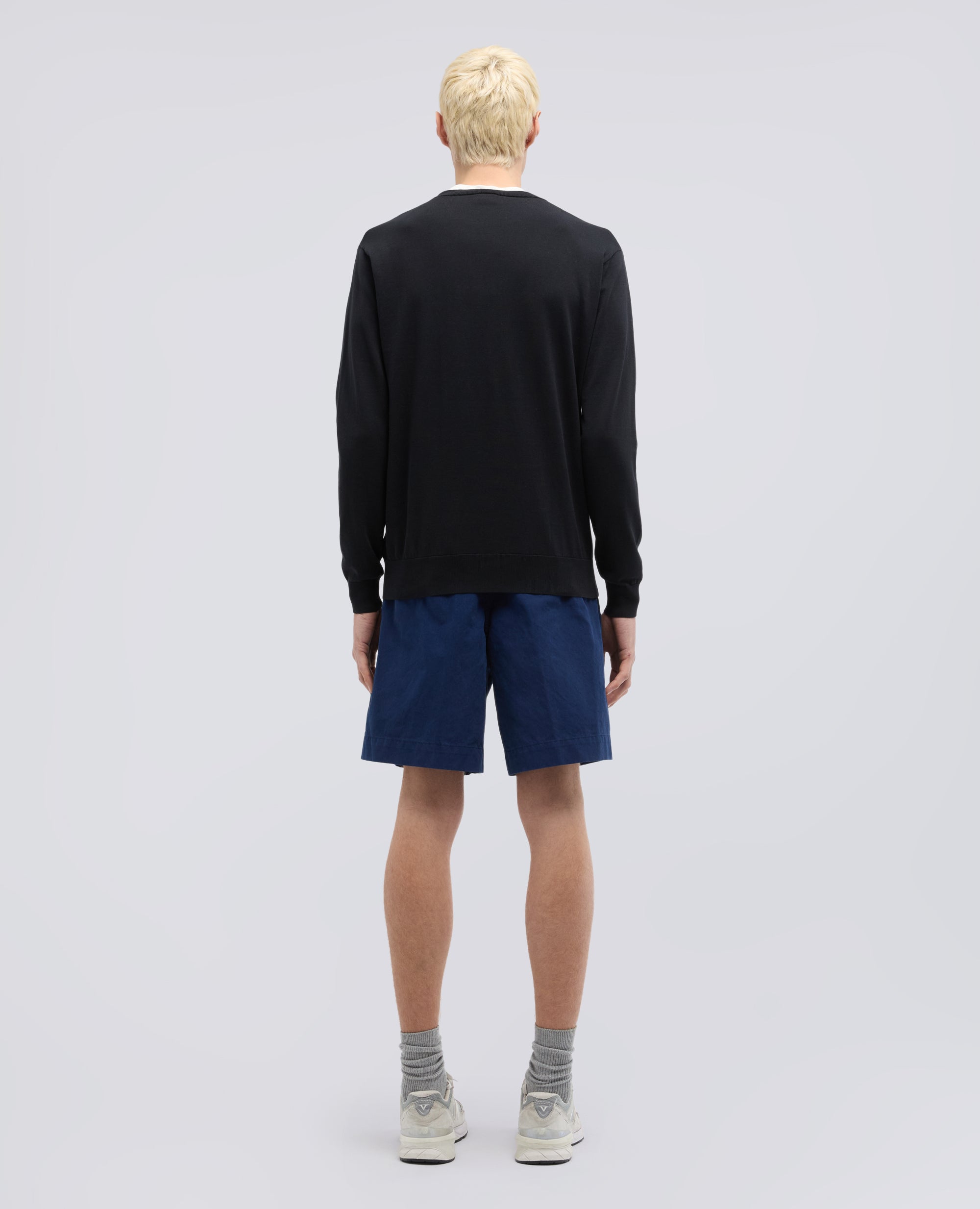 MAGLIA GIROCOLLO IN COTONE-NERO-BLACK-NEGRO-SCHWARZ-NOIR