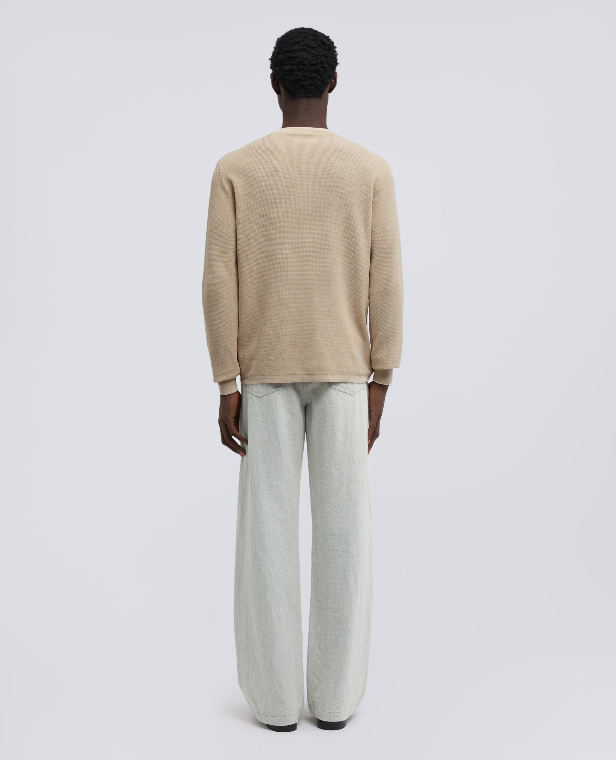 MAGLIA GIROCOLLO IN COTONE-SABBIA-SAND-ARENA-SAND-SABLE