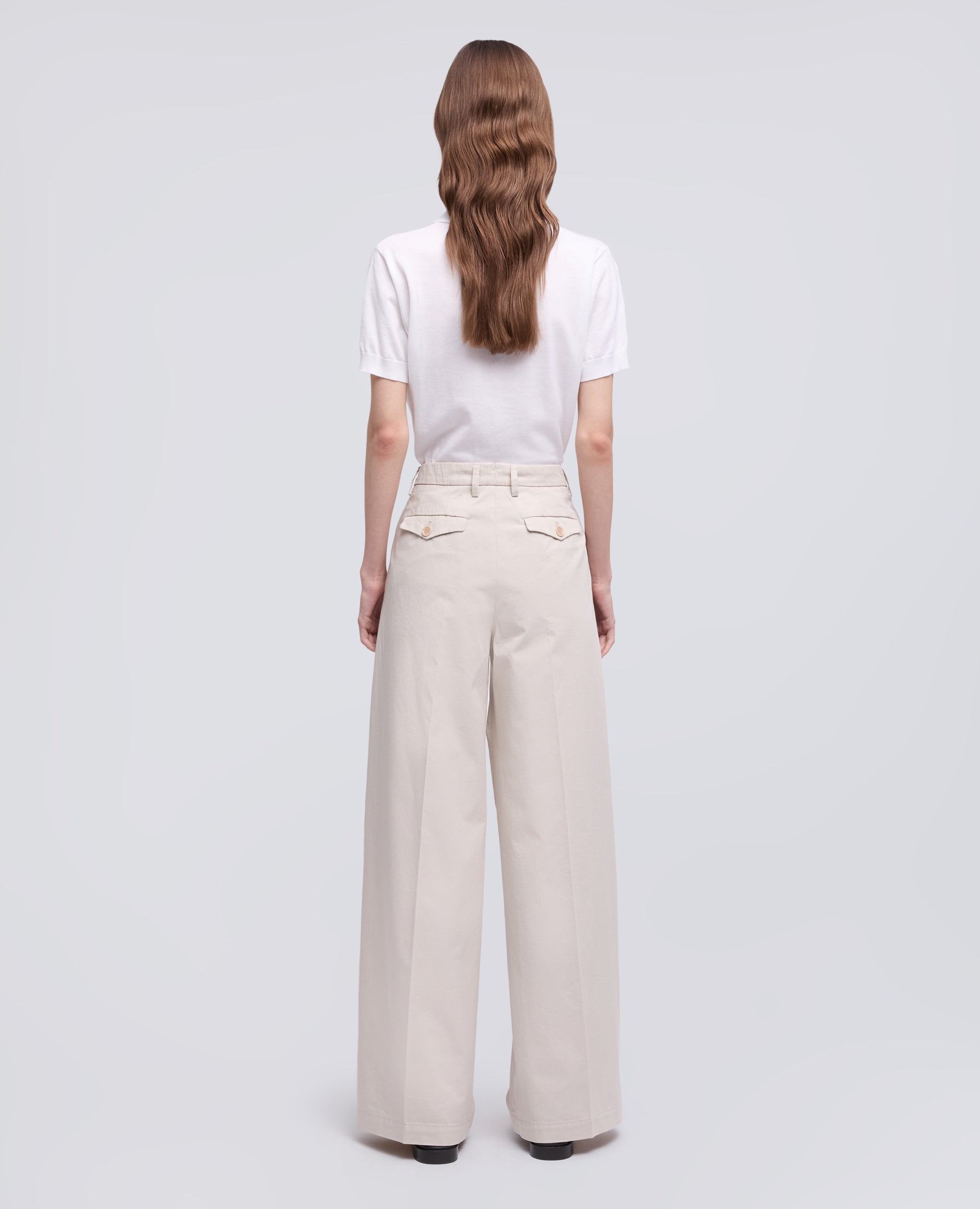 Pantalone classico in extra fine twill di cotone tinto pezza - AA Capsule Collection-GESSO-CHALK-GESSO-GESSO-GESSO