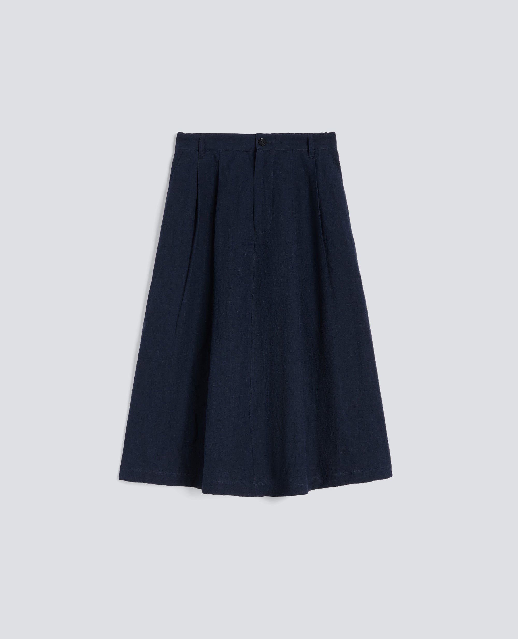 Gonna in tela di lino/cotone - AA Capsule Collection-NAVY-NAVY-AZUL MARINO-NAVY-NAVY