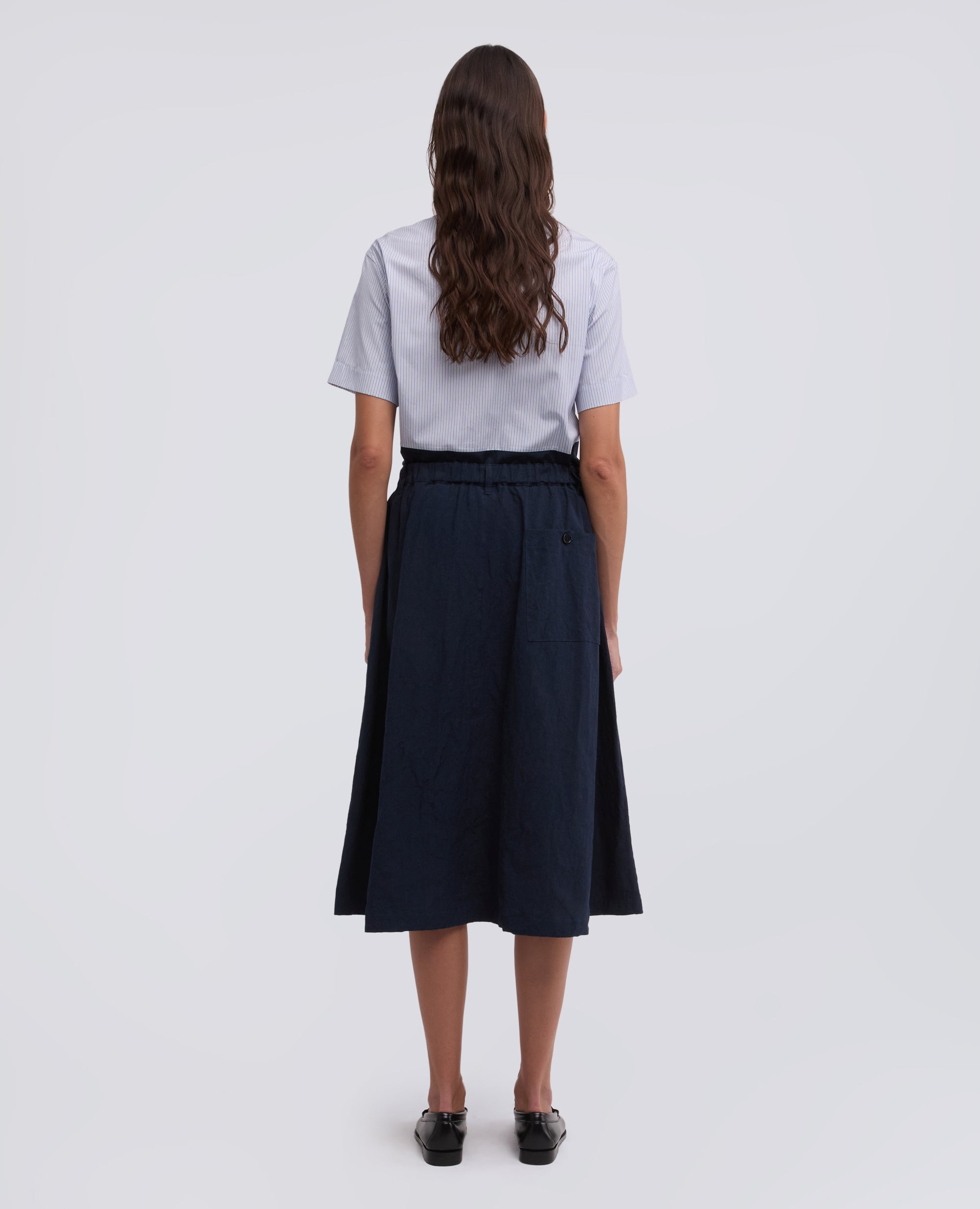 Gonna in tela di lino/cotone - AA Capsule Collection-NAVY-NAVY-AZUL MARINO-NAVY-NAVY