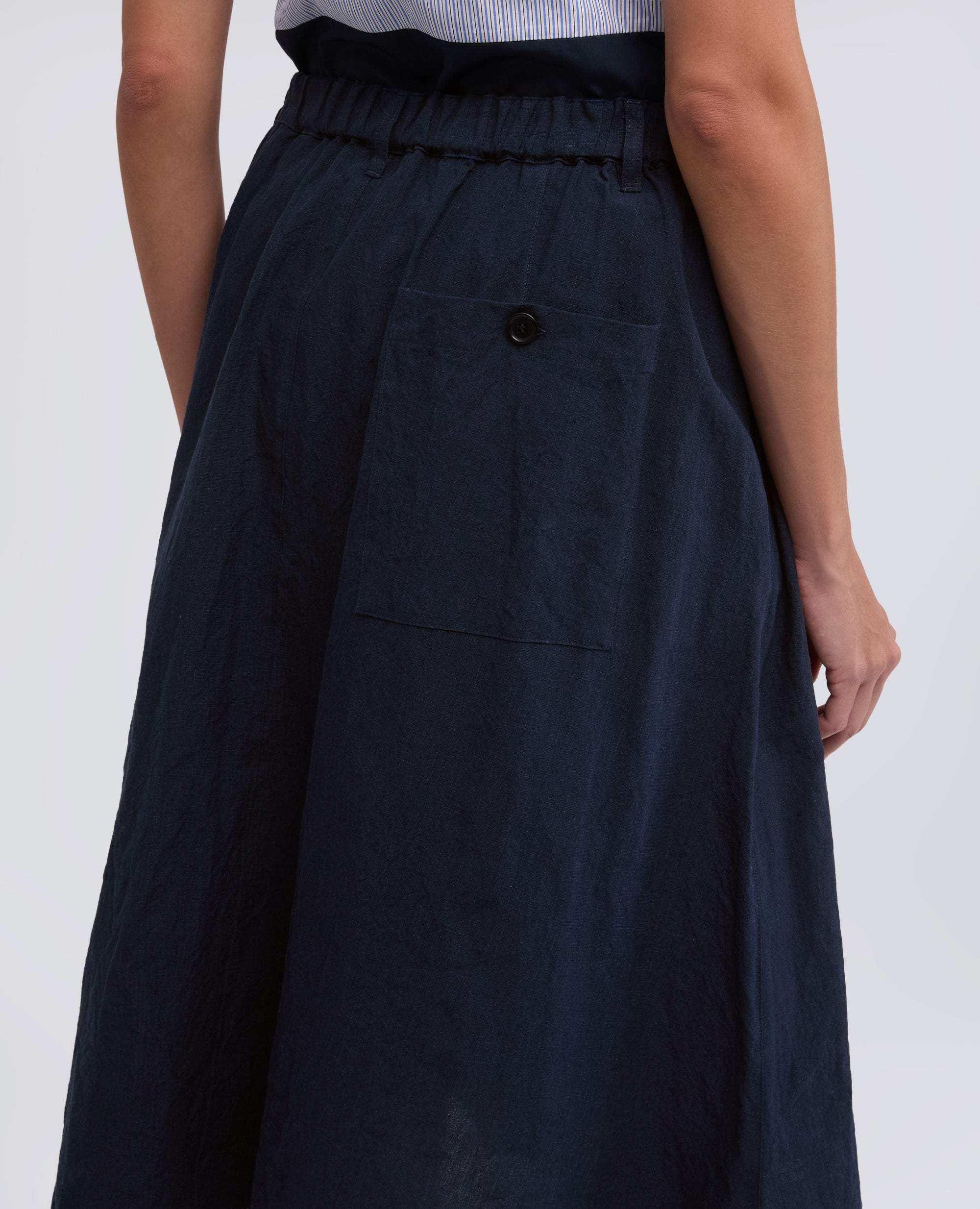 Gonna in tela di lino/cotone - AA Capsule Collection-NAVY-NAVY-AZUL MARINO-NAVY-NAVY