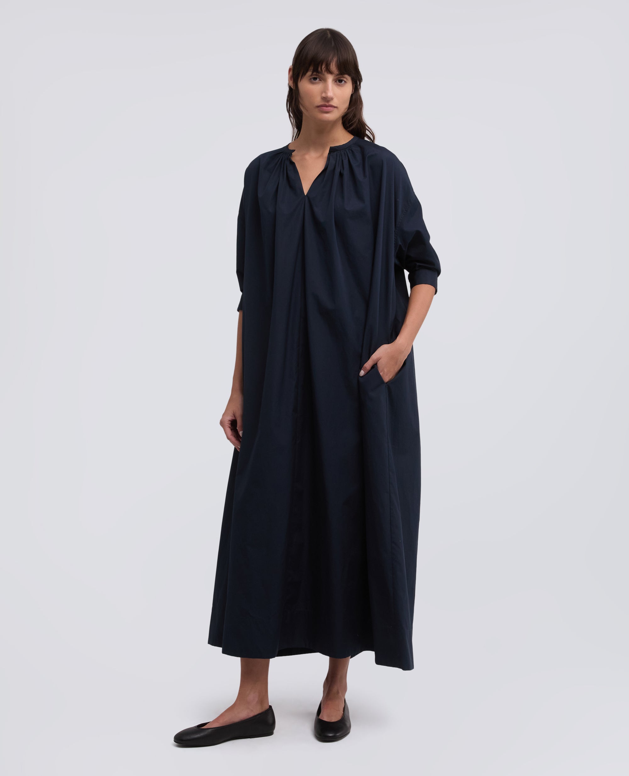 Abito in popeline cotone tinto pezza - AA Capsule Collection-NAVY-NAVY-AZUL MARINO-NAVY-NAVY