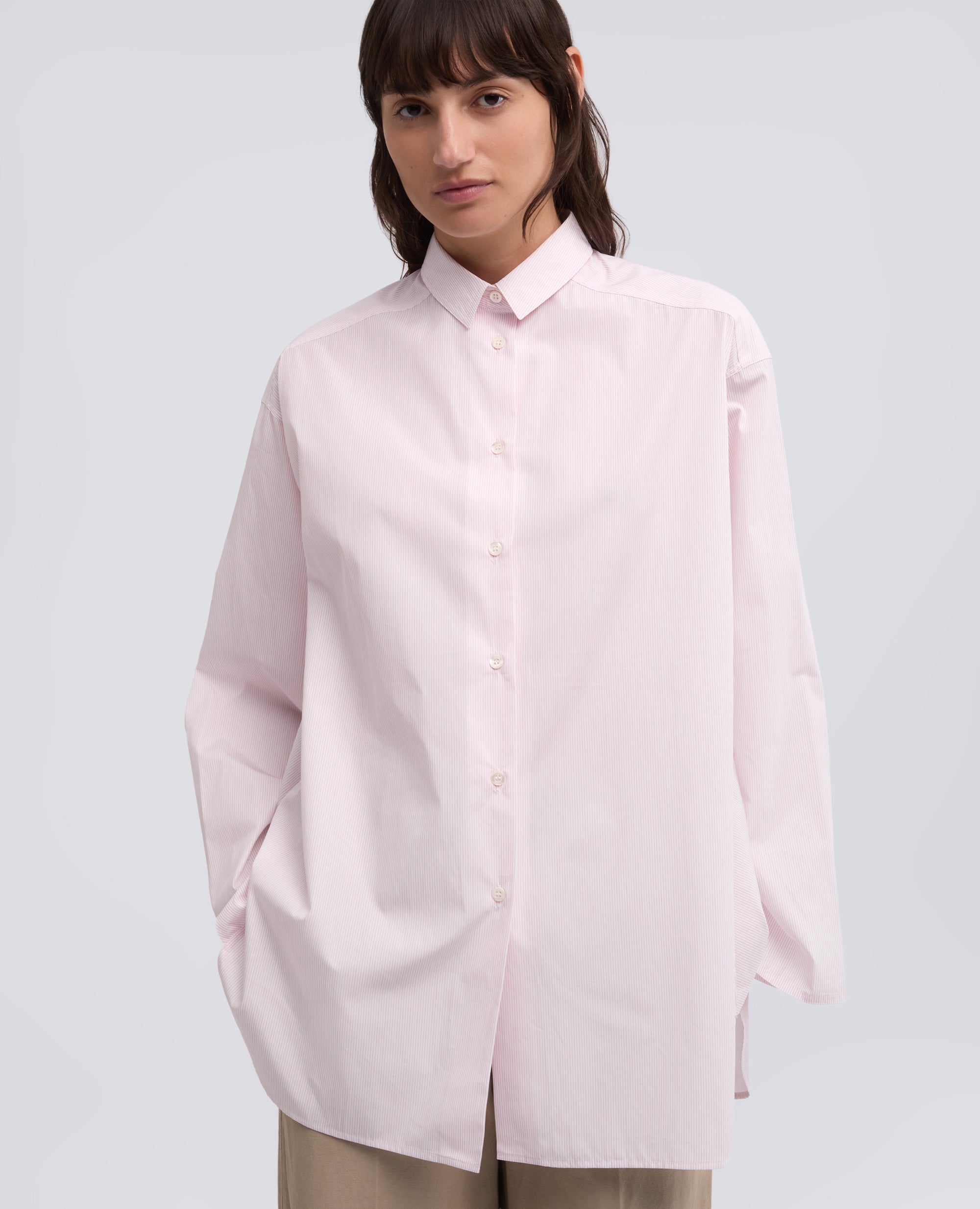 Camicia in popeline - AA Capsule Collection-RIGA ROSSA-RED STRIPE-RAYA ROJA-ROTE STREIFEN-RAYURES ROUGES