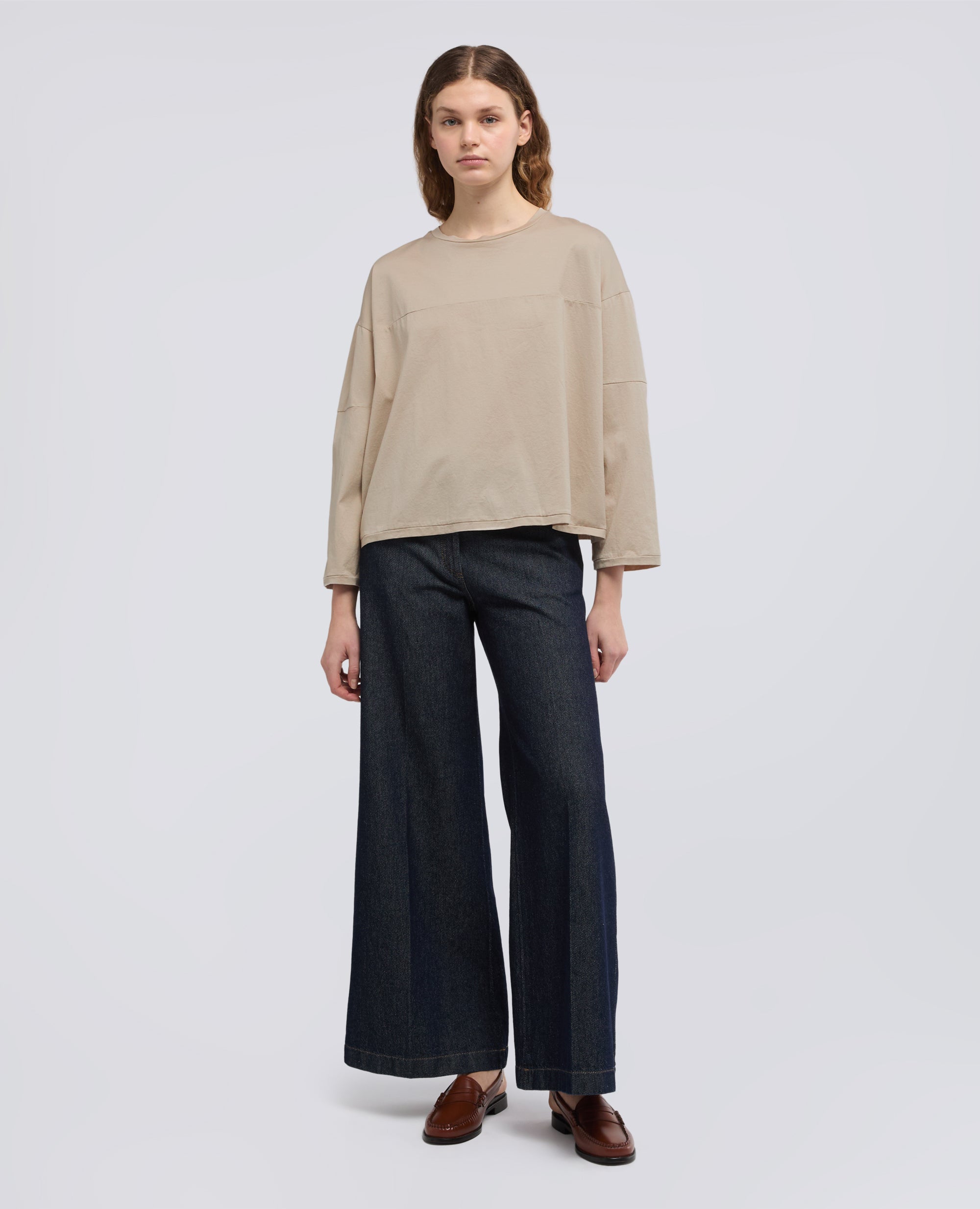 T-SHIRT IN JERSEY DI COTONE-SABBIA-SAND-ARENA-SAND-SABLE