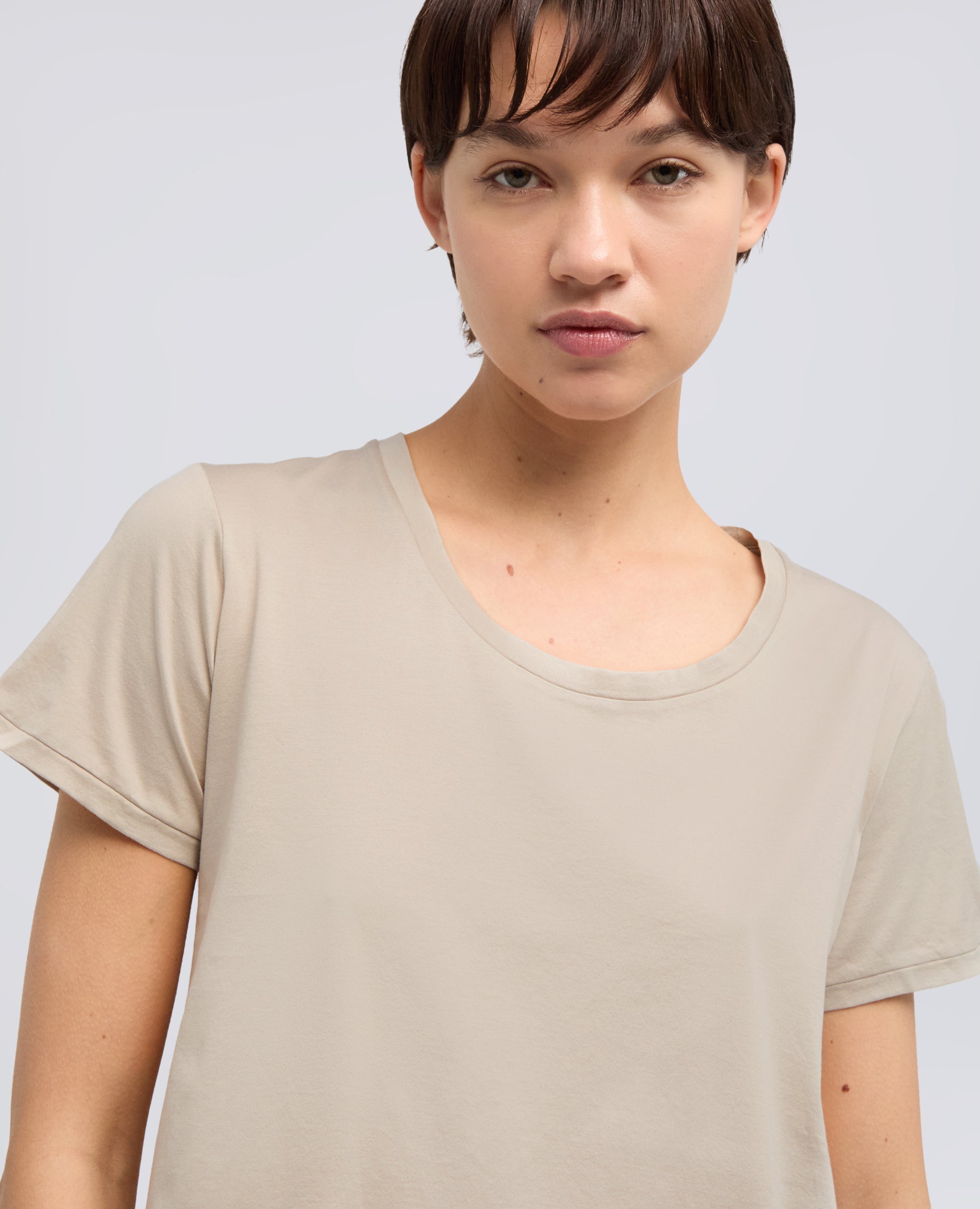 T-SHIRT IN JERSEY DI COTONE-SABBIA-SAND-ARENA-SAND-SABLE