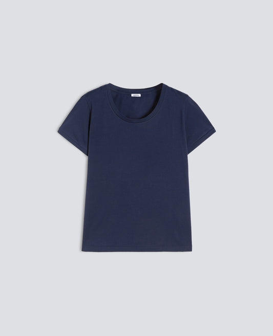 T-SHIRT IN JERSEY DI COTONE-BLU-BLUE-AZUL-BLAU-BLEU
