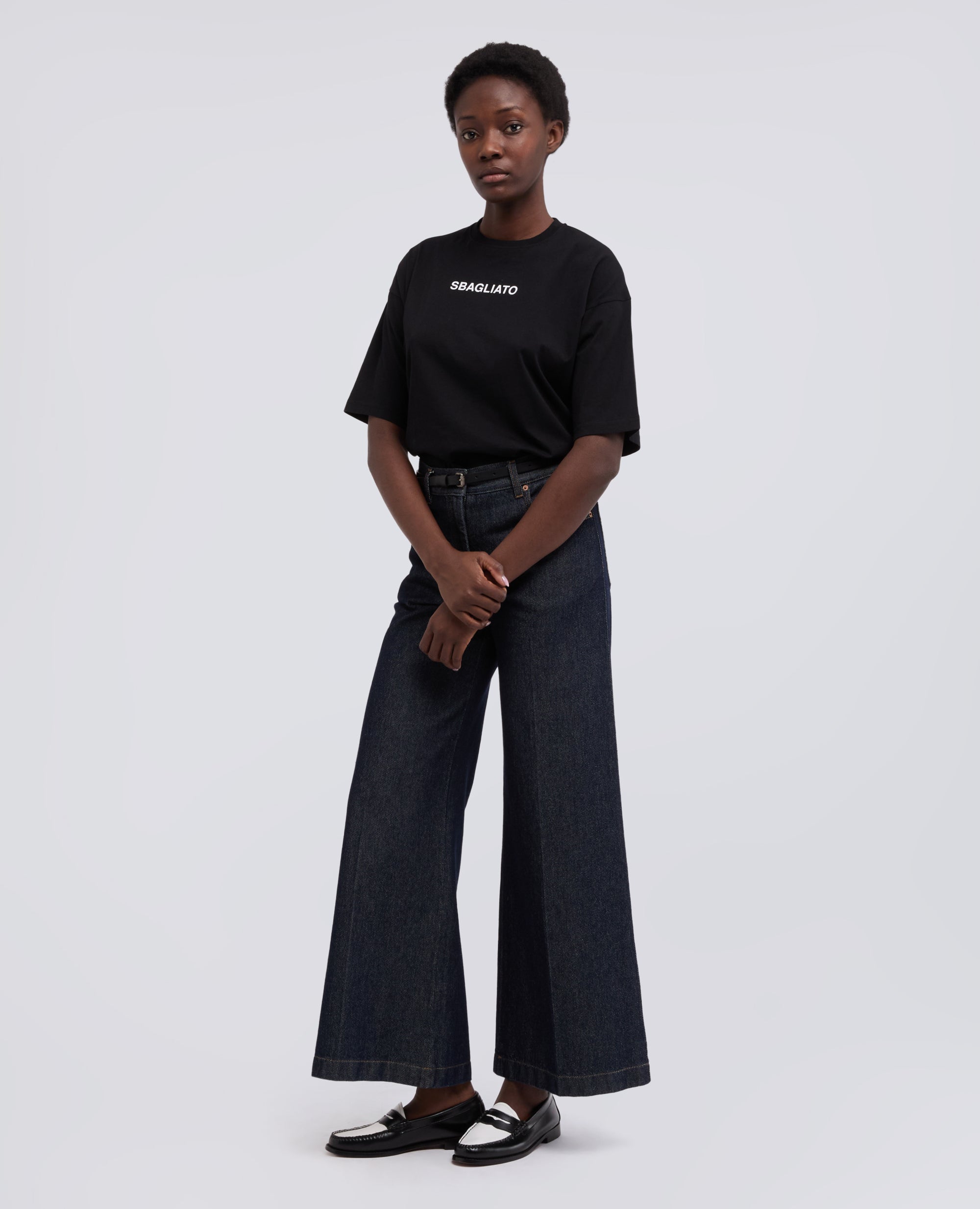 T-SHIRT IN JERSEY DI COTONE CON STAMPA "SBAGLIATO"-NERO-BLACK-NEGRO-SCHWARZ-NOIR