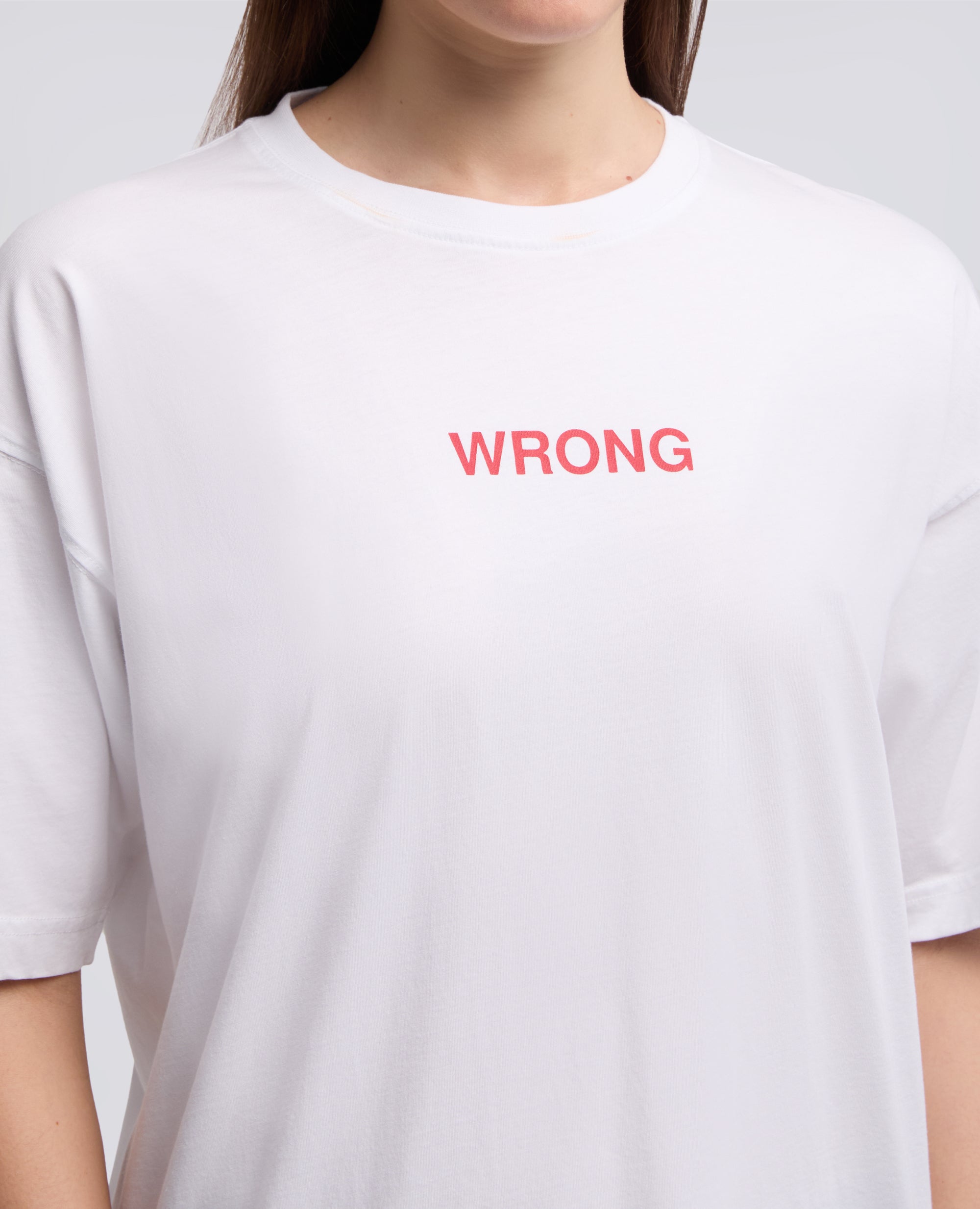 T-SHIRT IN JERSEY DI COTONE CON STAMPA "WRONG"-BIANCO-WHITE-BLANCO-WEISS-BLANC