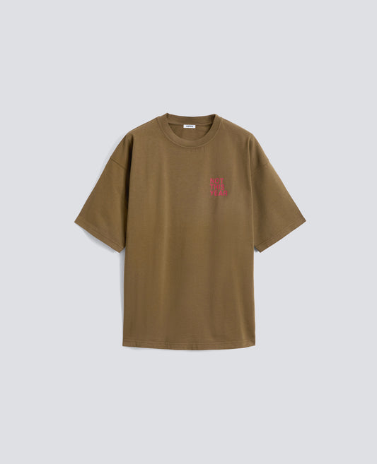 T-SHIRT IN JERSEY DI COTONE ORGANICO CON STAMPA "NOT THIS YEAR"-MILITAR+SCRITTA ROSS-MILITAR+SCRITTA ROSS-MILITAR+SCRITTA ROSS-MILITAR+SCRITTA ROSS-MILITAR+SCRITTA ROSS