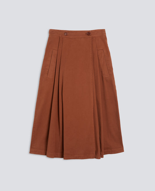 GONNA PANTALONE IN GABARDINA DI COTONE-MARRONE-BROWN-MARR¢N-BRAUN-MARRON