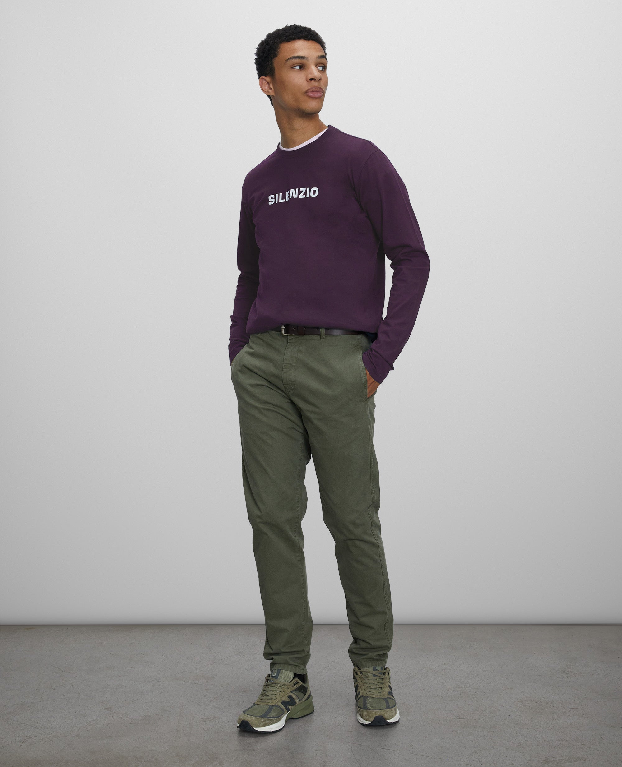 T-SHIRT A MANICHE LUNGHE SILENZIO-BORDEAUX-BURGUNDY-BURDEOS-BURGUNDERROT-BORDEAUX