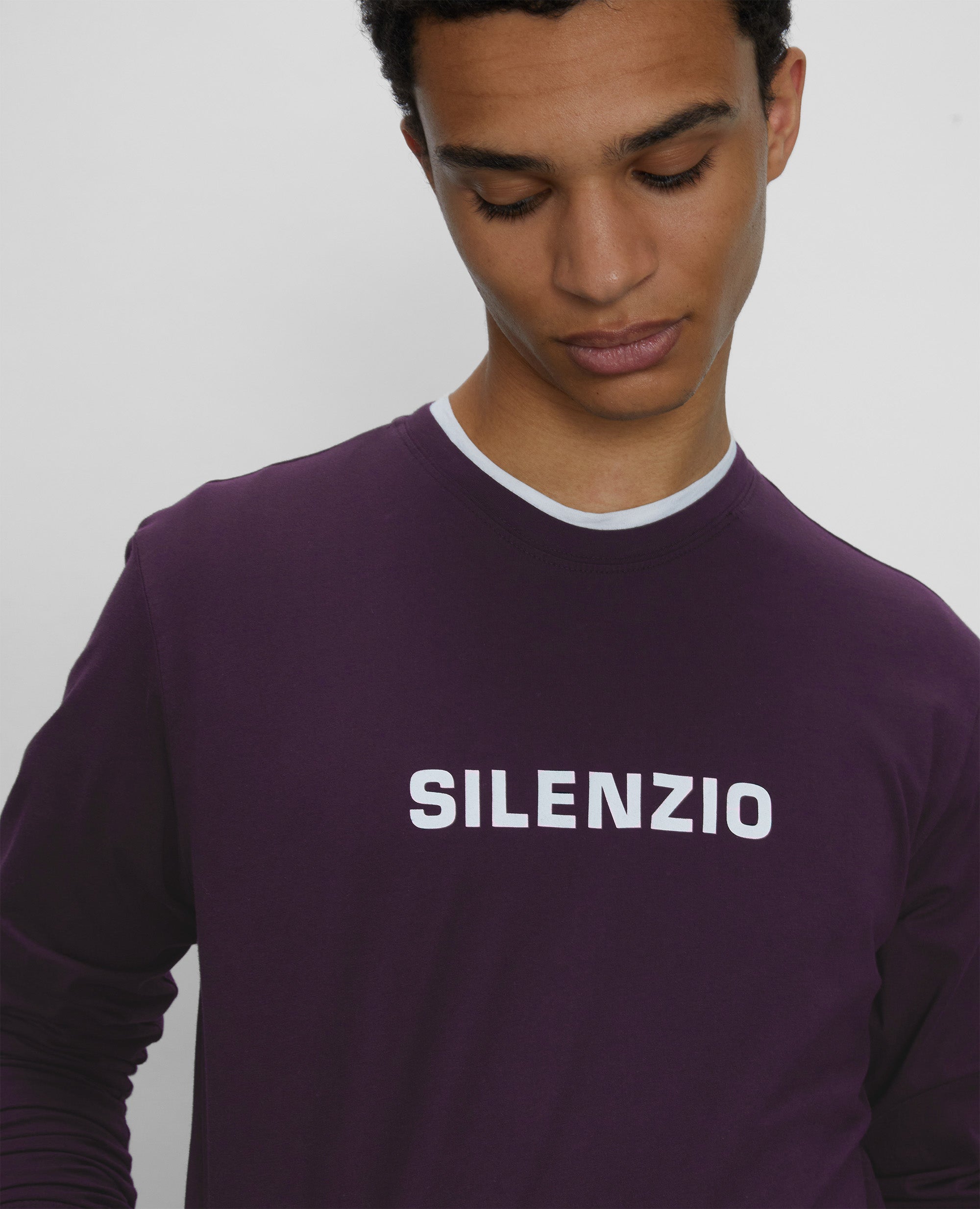 T-SHIRT A MANICHE LUNGHE SILENZIO-BORDEAUX-BURGUNDY-BURDEOS-BURGUNDERROT-BORDEAUX