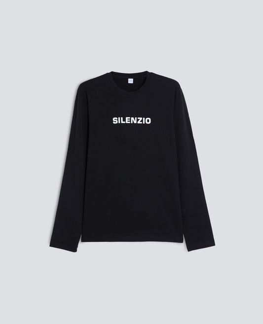 T-SHIRT SILENZIO MANICA LUNGA-NERO-BLACK-NEGRO-SCHWARZ-NOIR