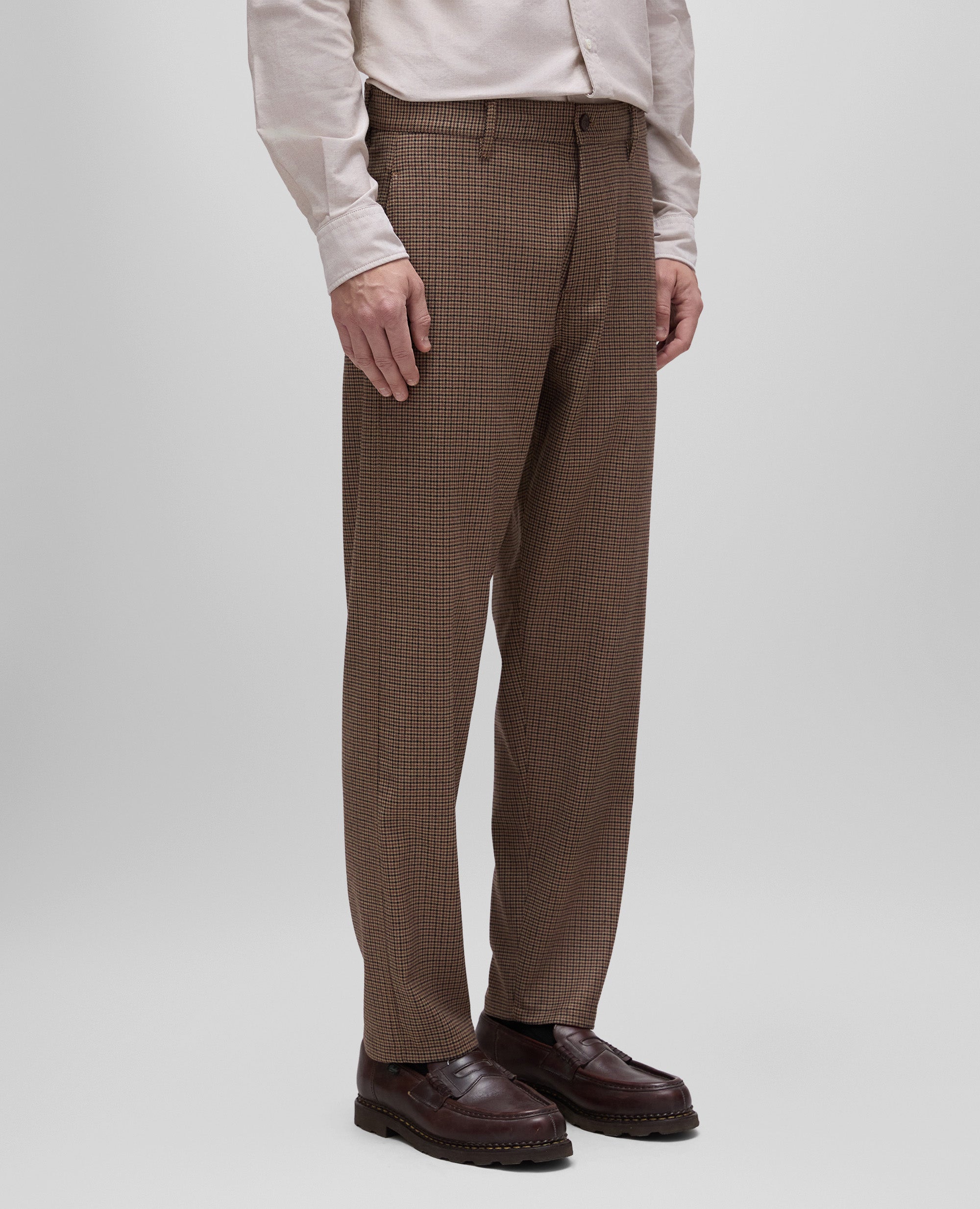 PANTALONE CHINO IN MISTO LANA CHECK-BEIGE-BEIGE-BEIS-BEIGE-BEIGE